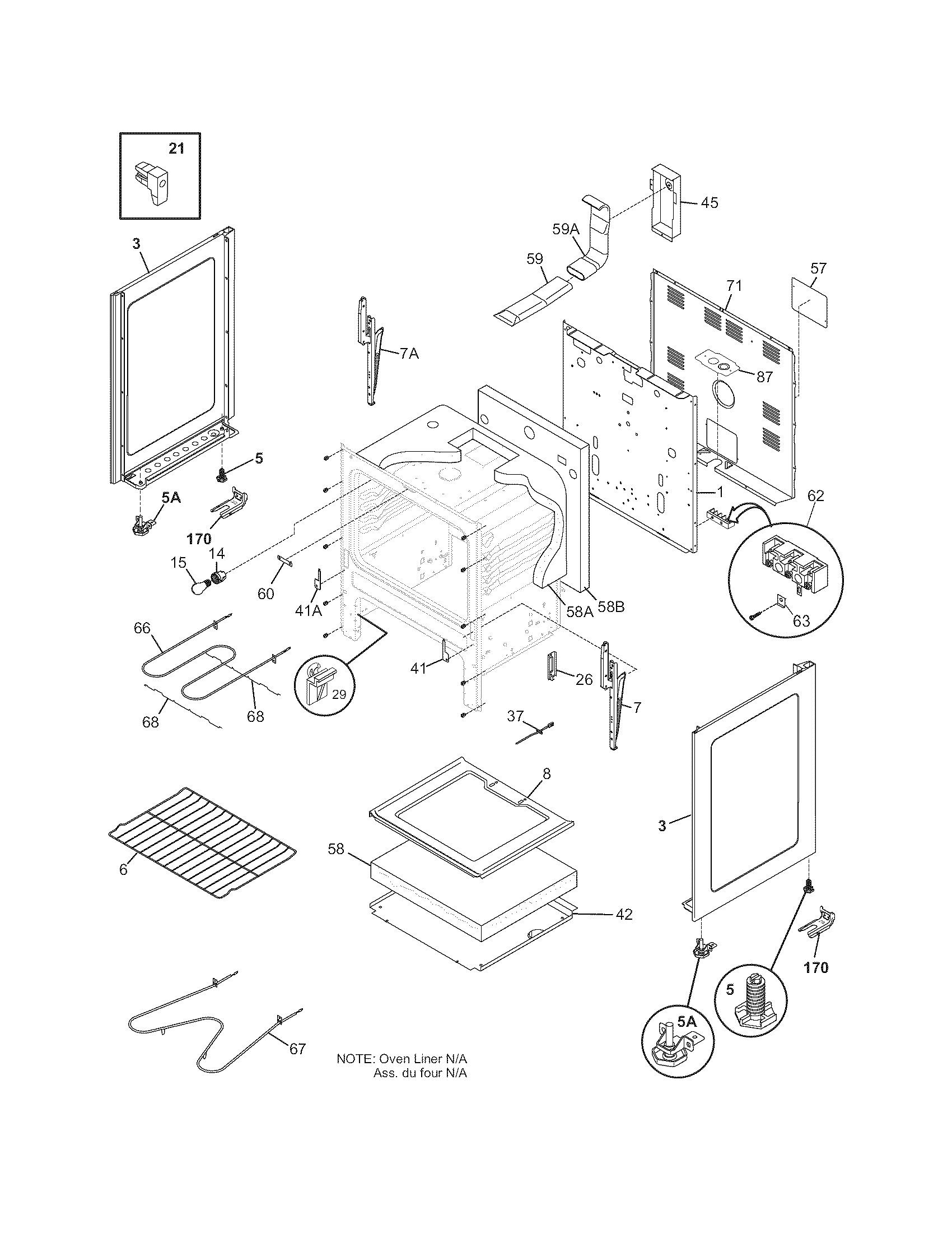 Frigidaire FEF339FSB body diagram