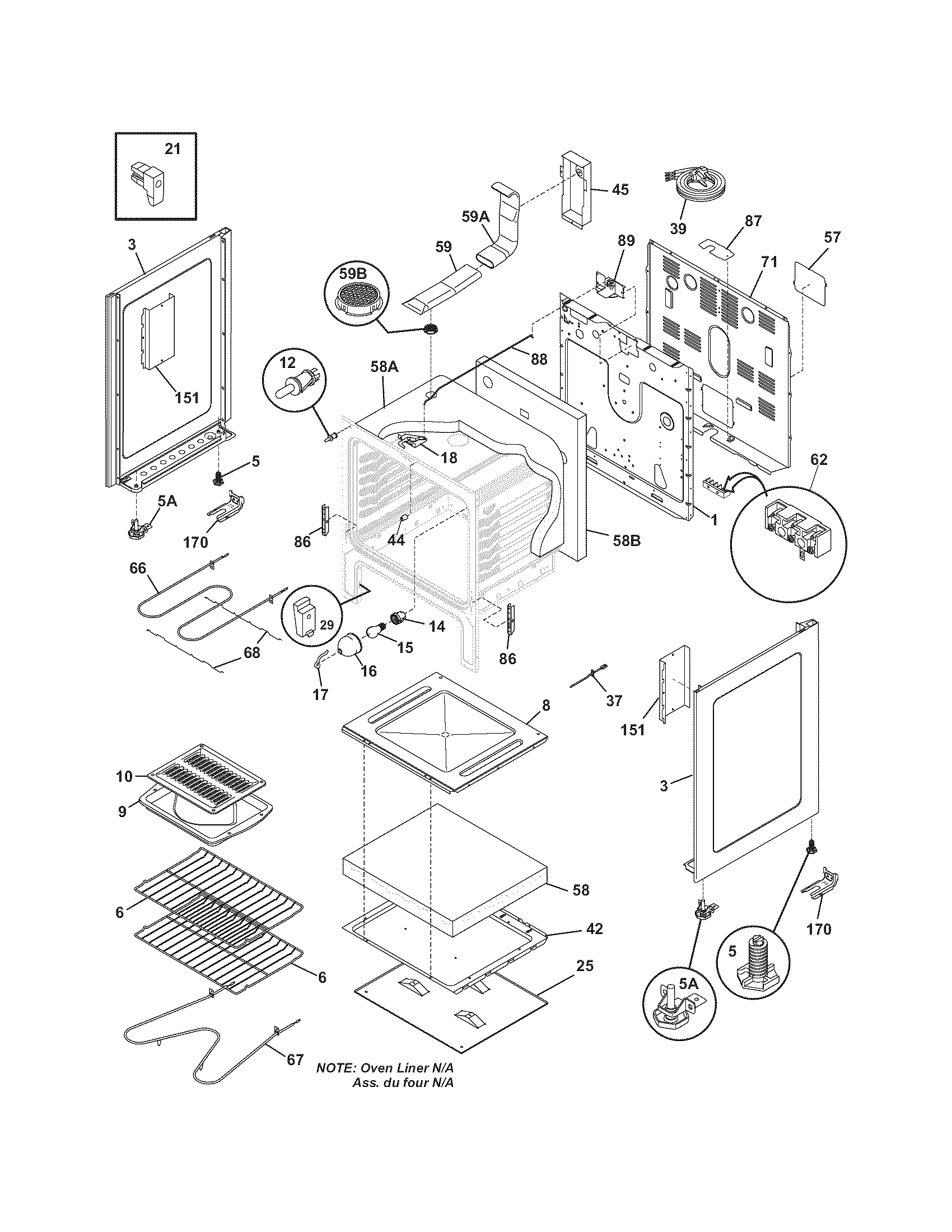 Frigidaire CFEF366EMC body diagram