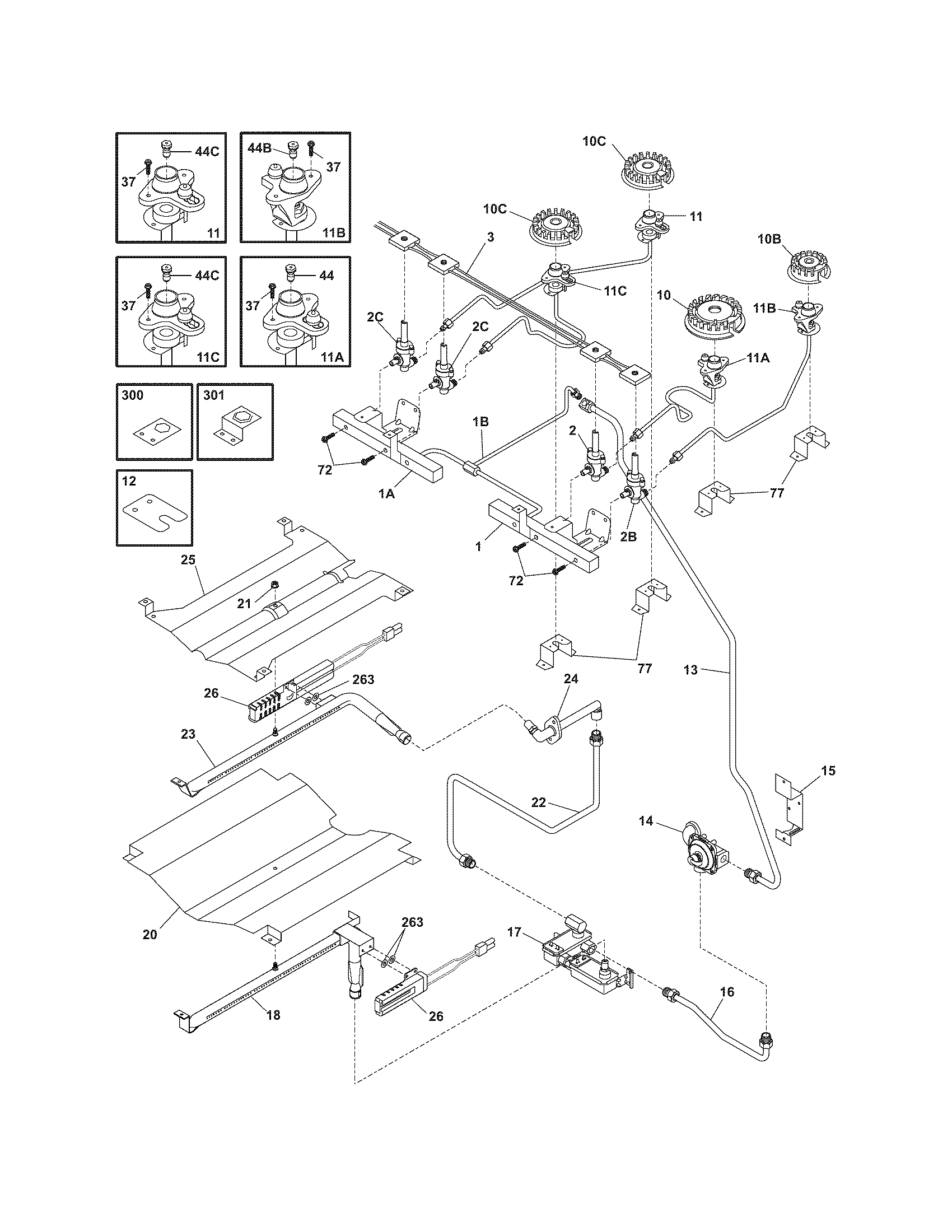 Frigidaire FGS365ECC burner diagram