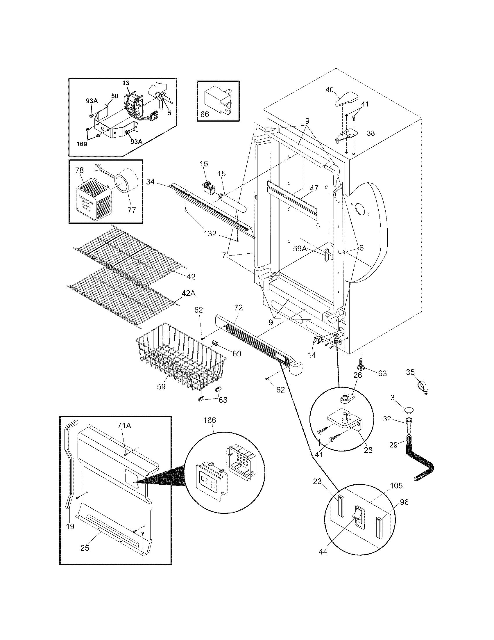 Frigidaire FFU2065FW0 cabinet diagram