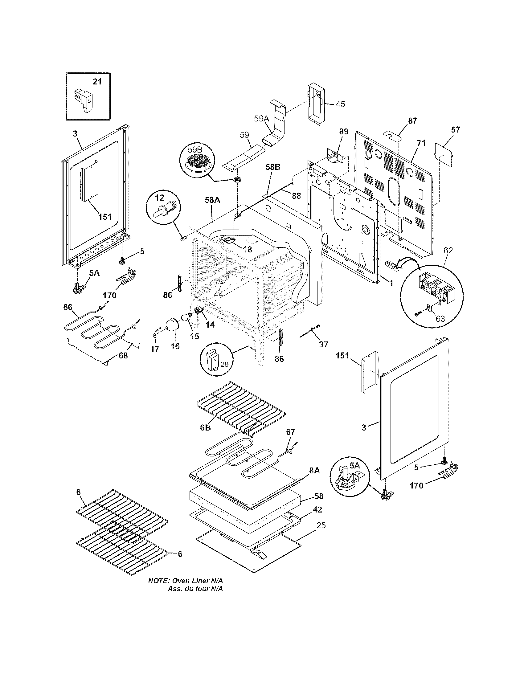 Frigidaire GLEF369DQH body diagram