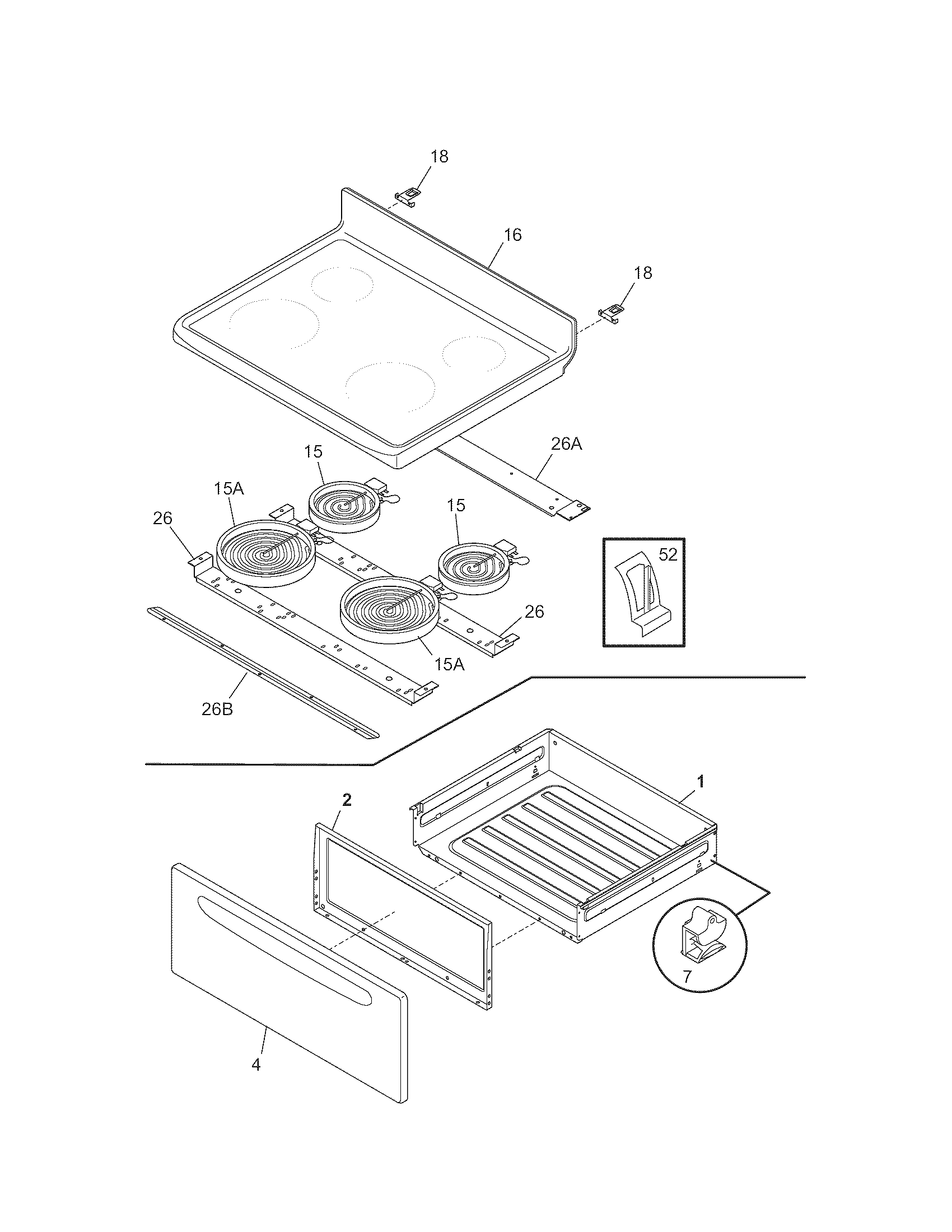 Kenmore 79096021405 top/drawer diagram