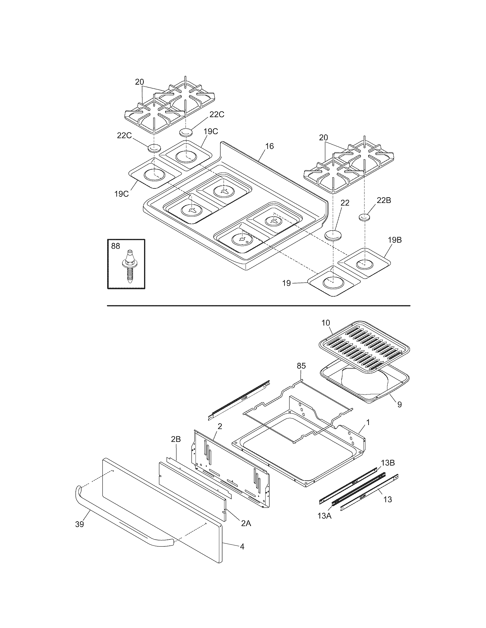 Kenmore 79071543600 top/drawer diagram