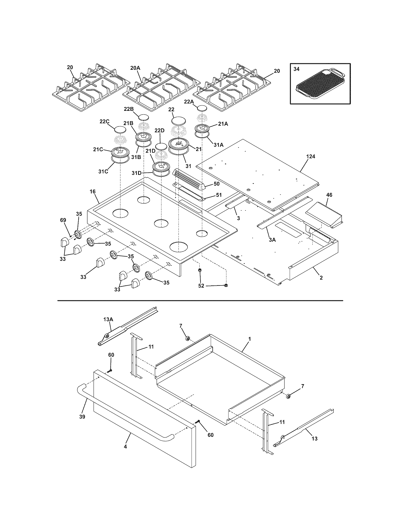 Kenmore Elite 79075403501 top/drawer diagram