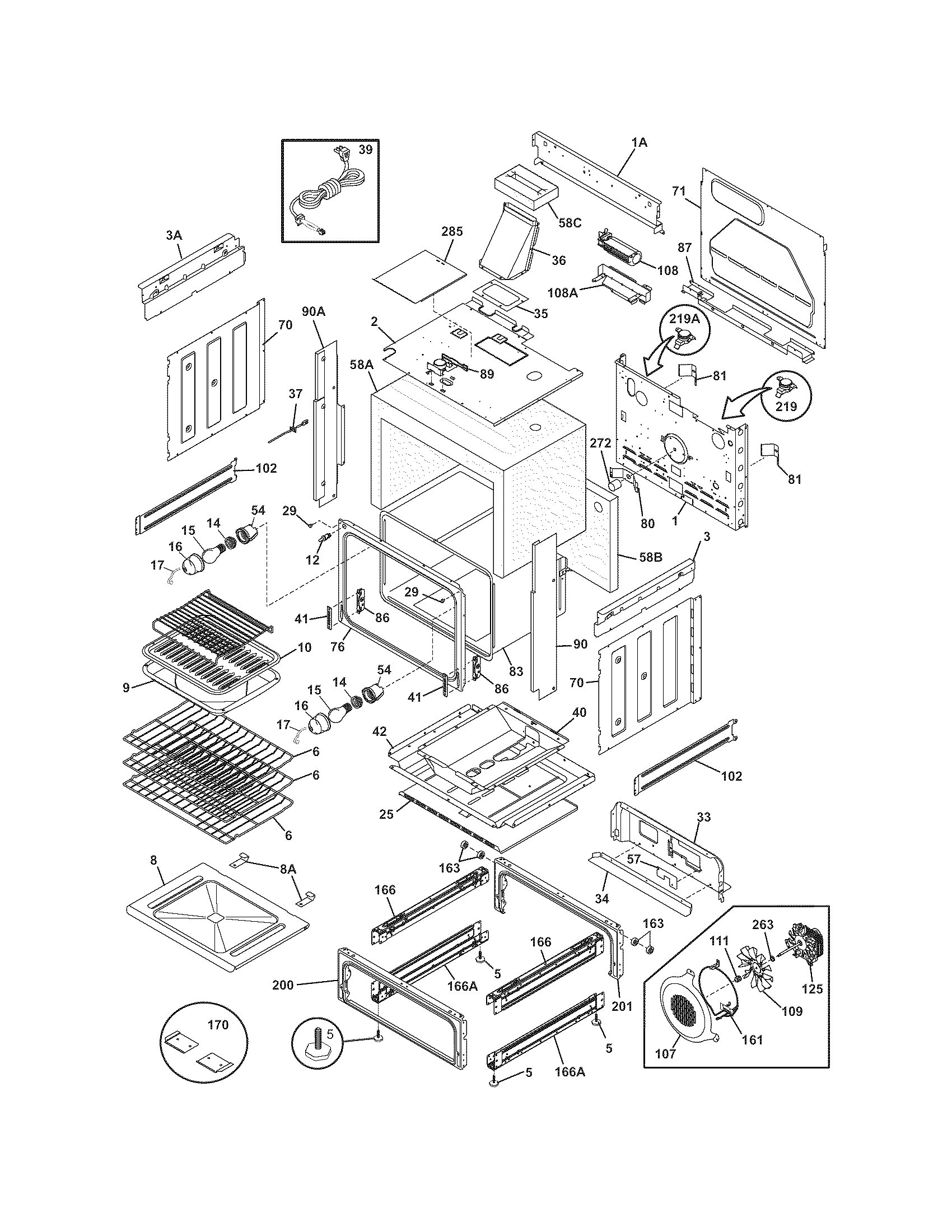 Frigidaire GLGS389EBC body diagram