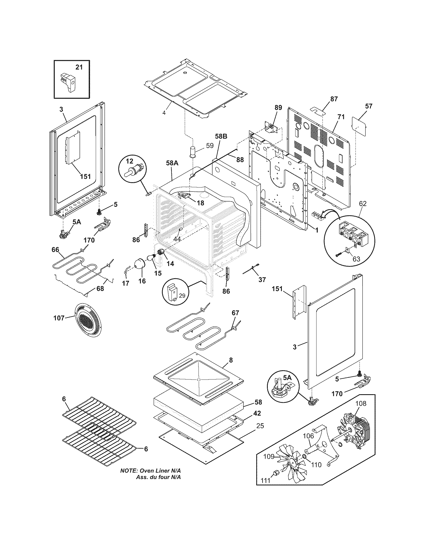Frigidaire FEFL58GSA body diagram