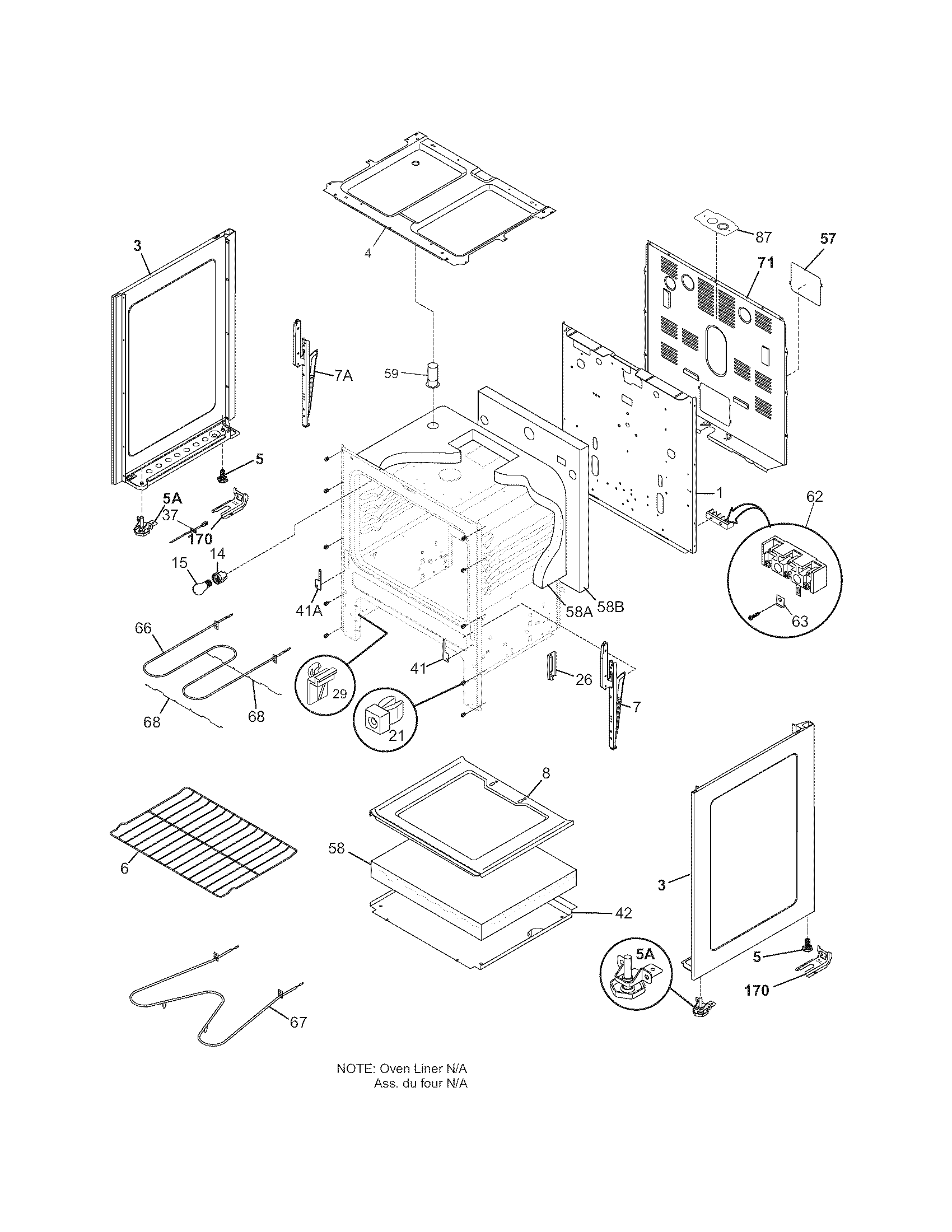 Frigidaire FEF326FWB body diagram