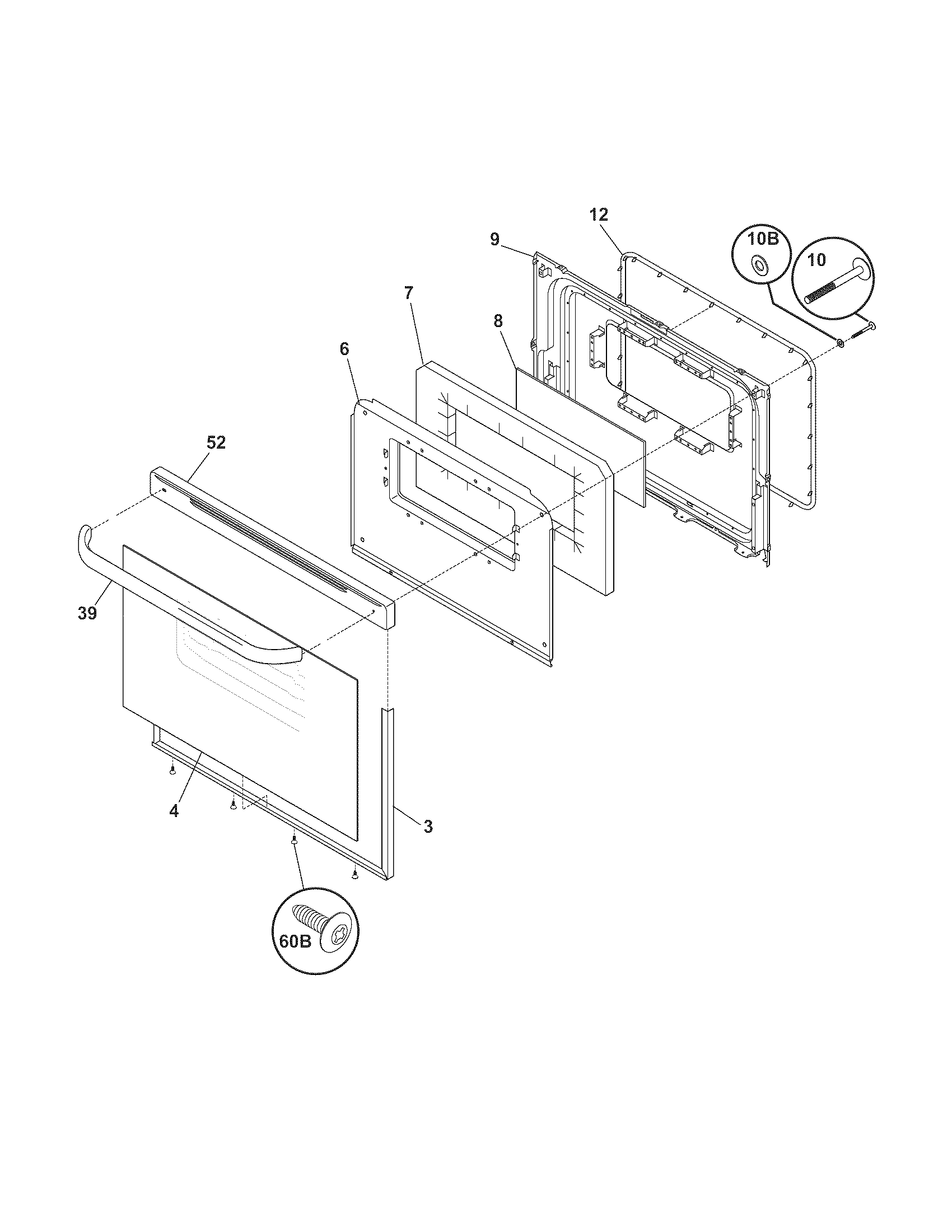 Frigidaire FEF326FWB door diagram
