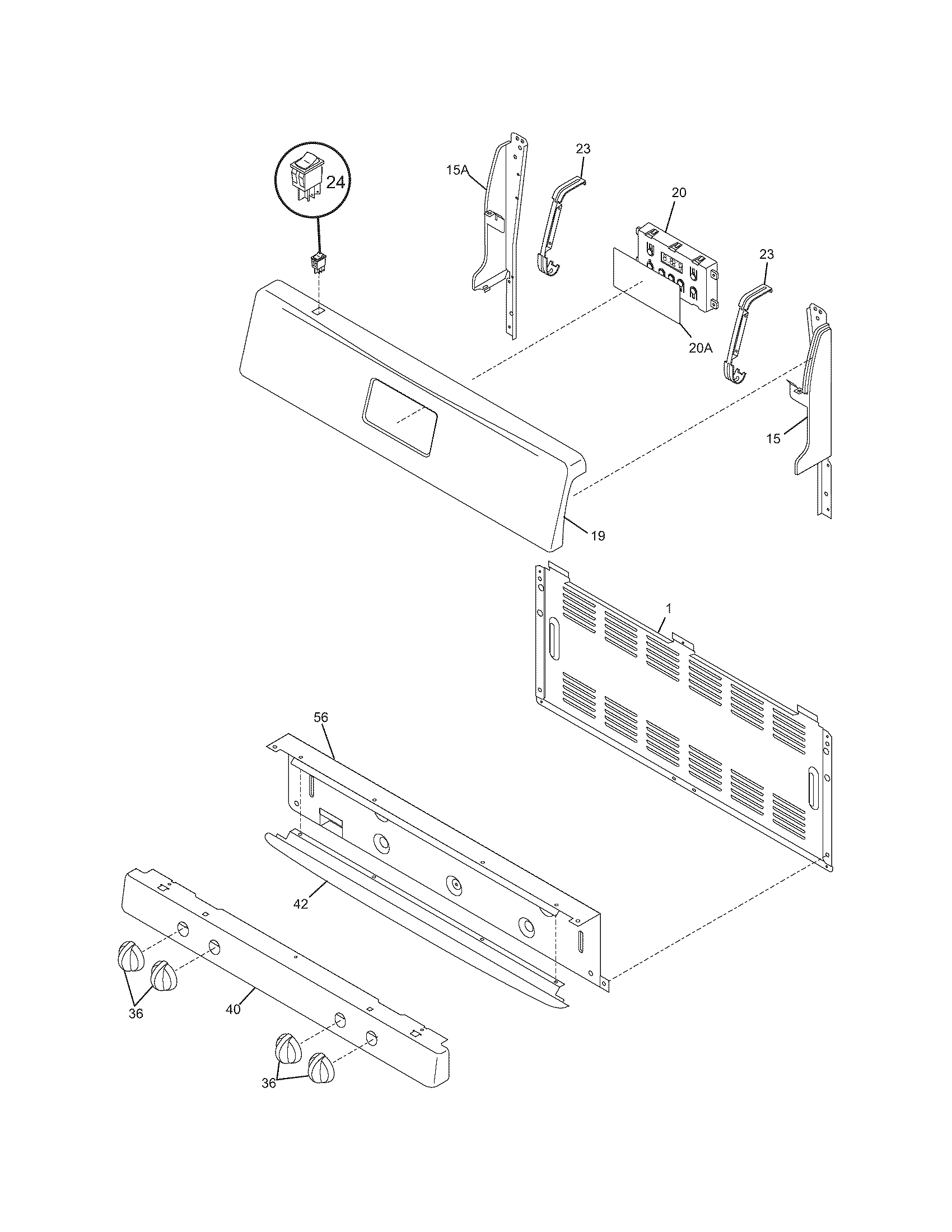 Frigidaire FGF328GMA backguard diagram