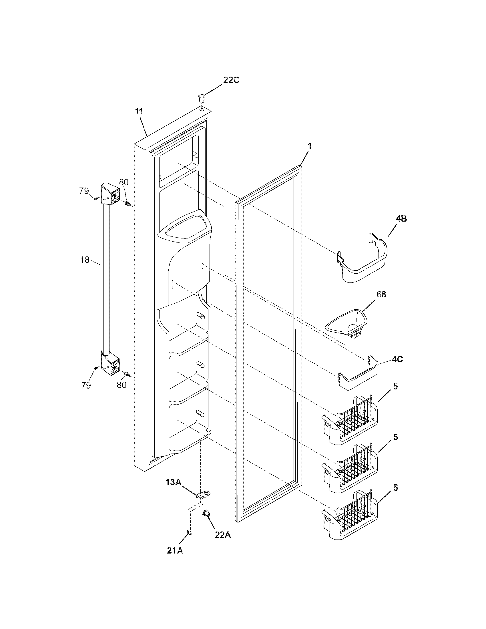 Kenmore Pro 25355333600 freezer door diagram