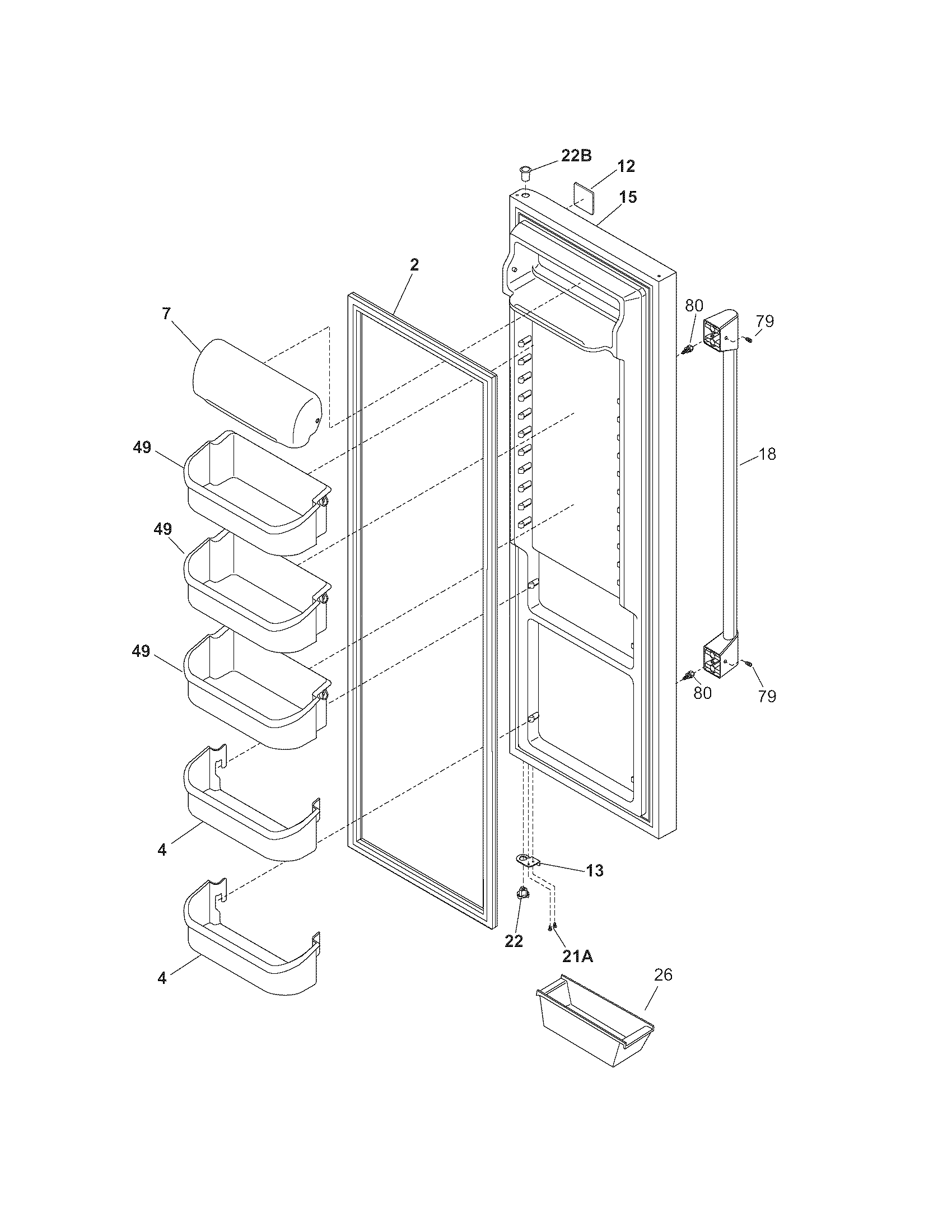 Kenmore Pro 25355333600 refrigerator door diagram