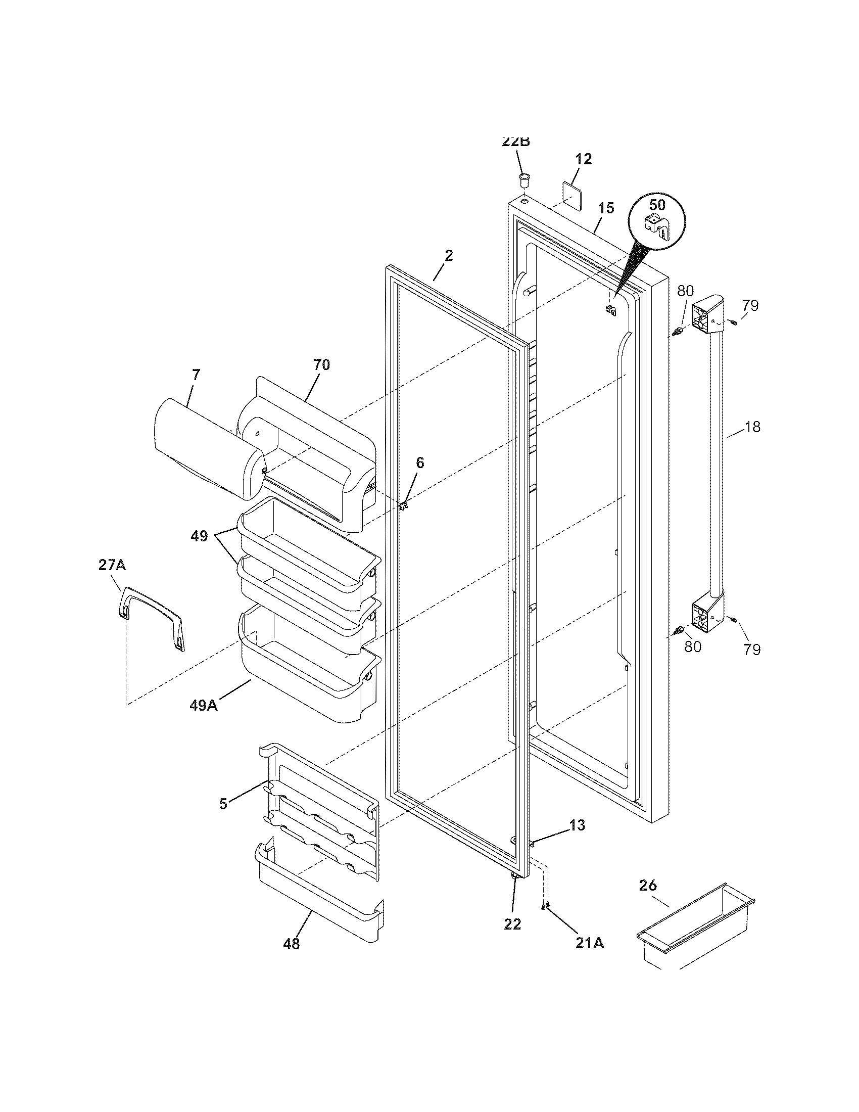 Kenmore Pro 25344333600 refrigerator door diagram