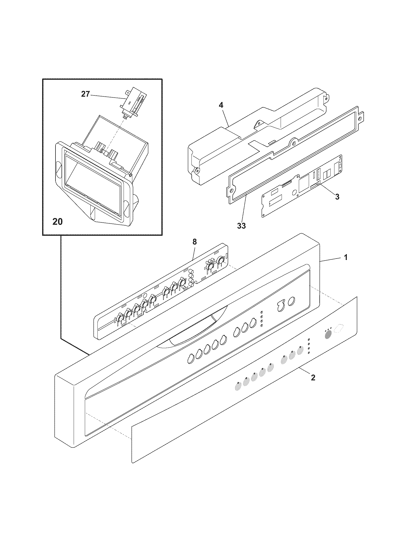 Kenmore 58716253401 control panel diagram