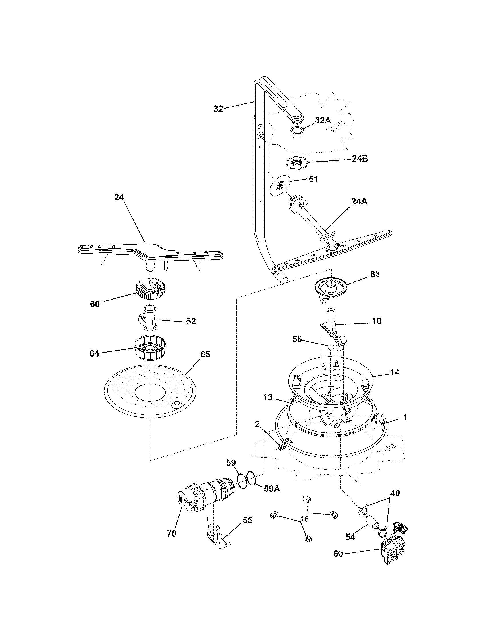 Kenmore 58715252401 motor & pump diagram