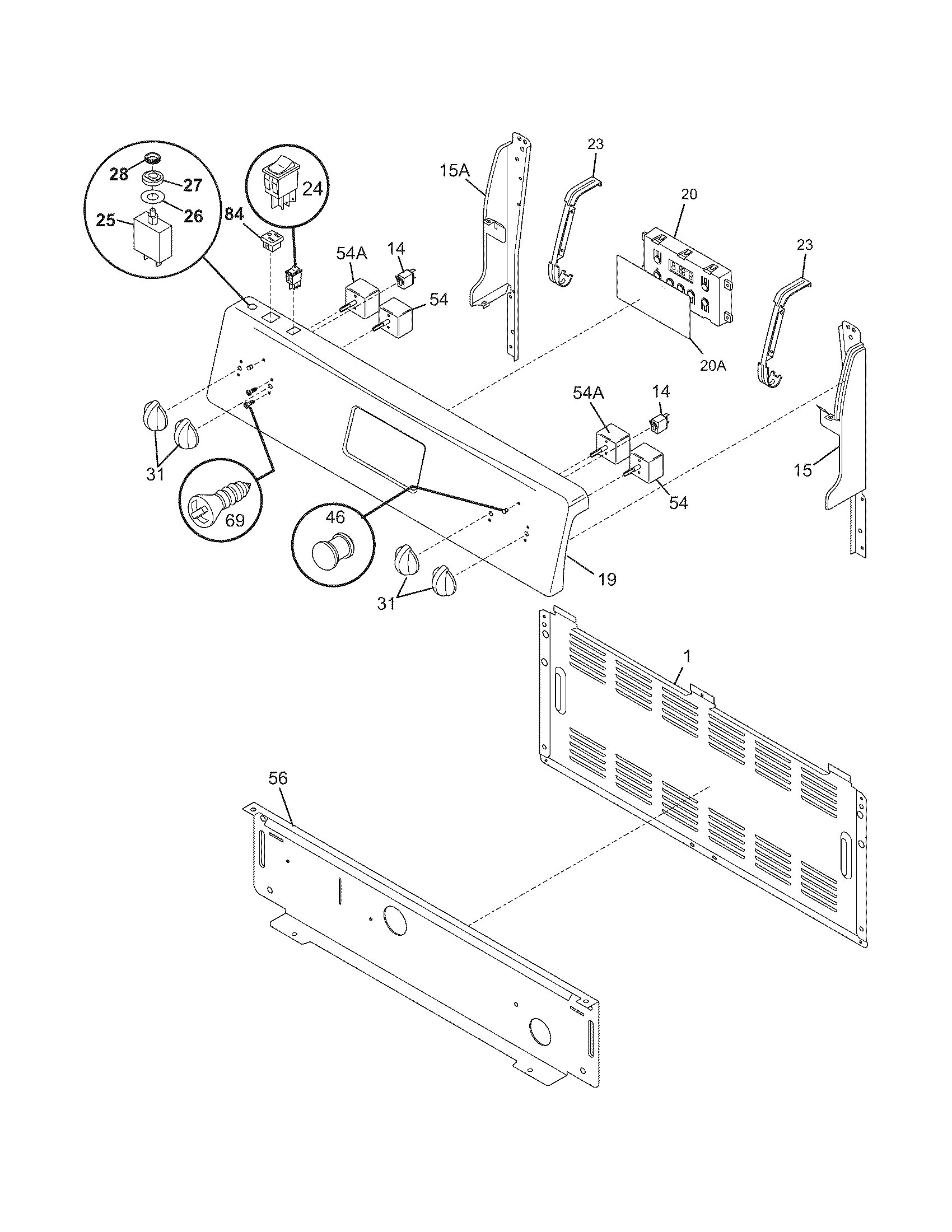 White-Westinghouse CWEF312FSB backguard diagram