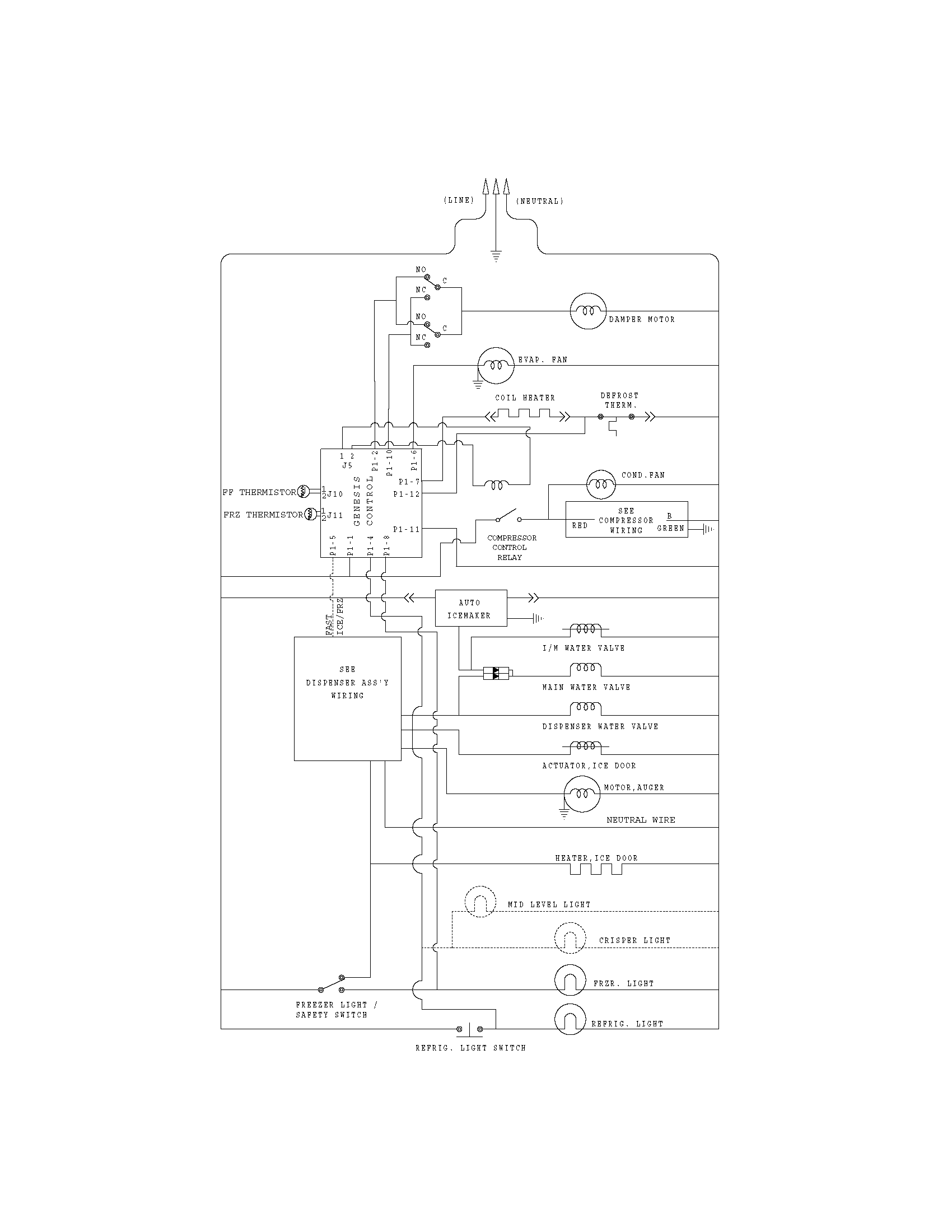 Frigidaire FRSHT5EFW3 wiring schematic diagram