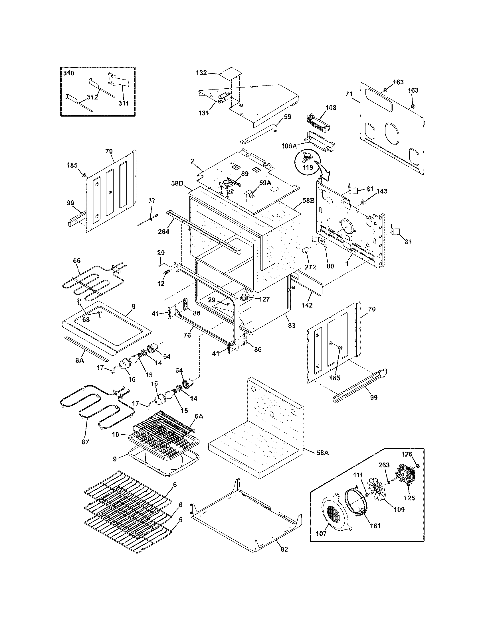 Frigidaire GLEB27T9FSA upper oven diagram