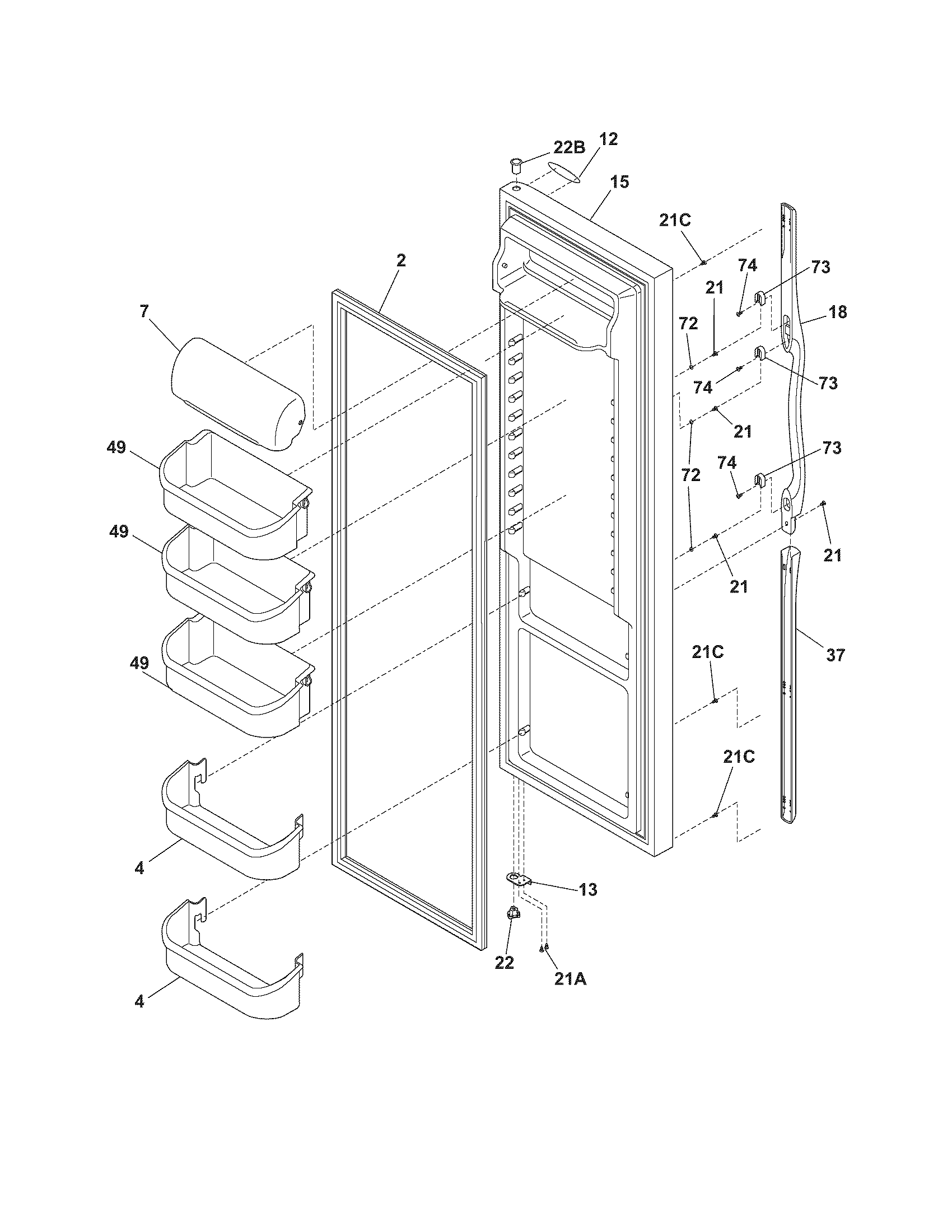 Frigidaire GS26HSZDPW6 refrigerator door diagram