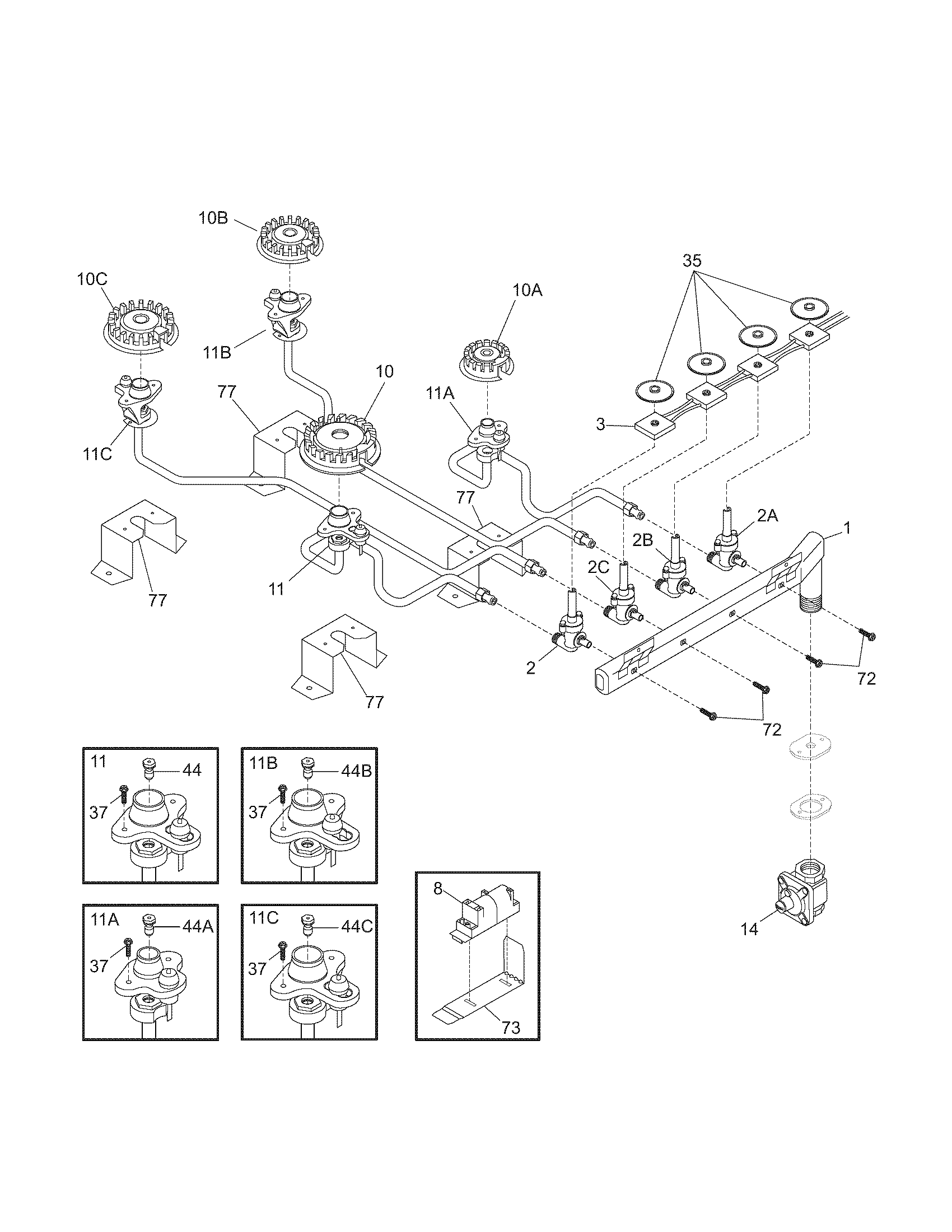 Kenmore Elite 79033223402 burner diagram