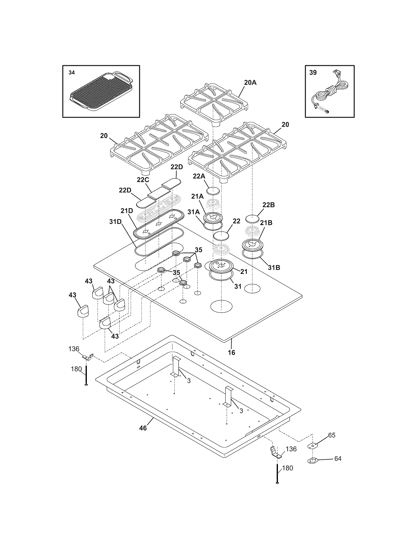 Kenmore Elite 79033262600 maintop diagram