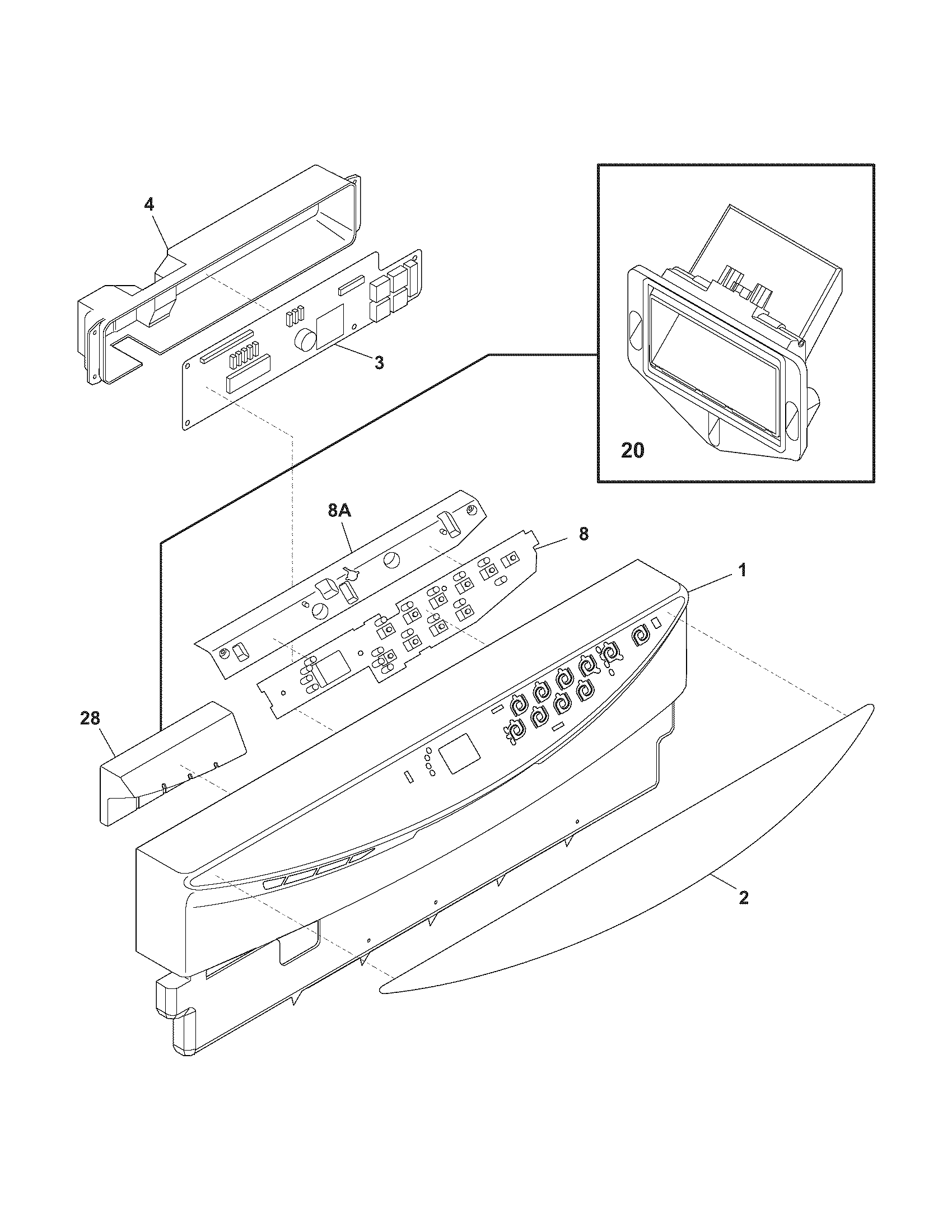 Frigidaire FDB2320REC1 control panel diagram