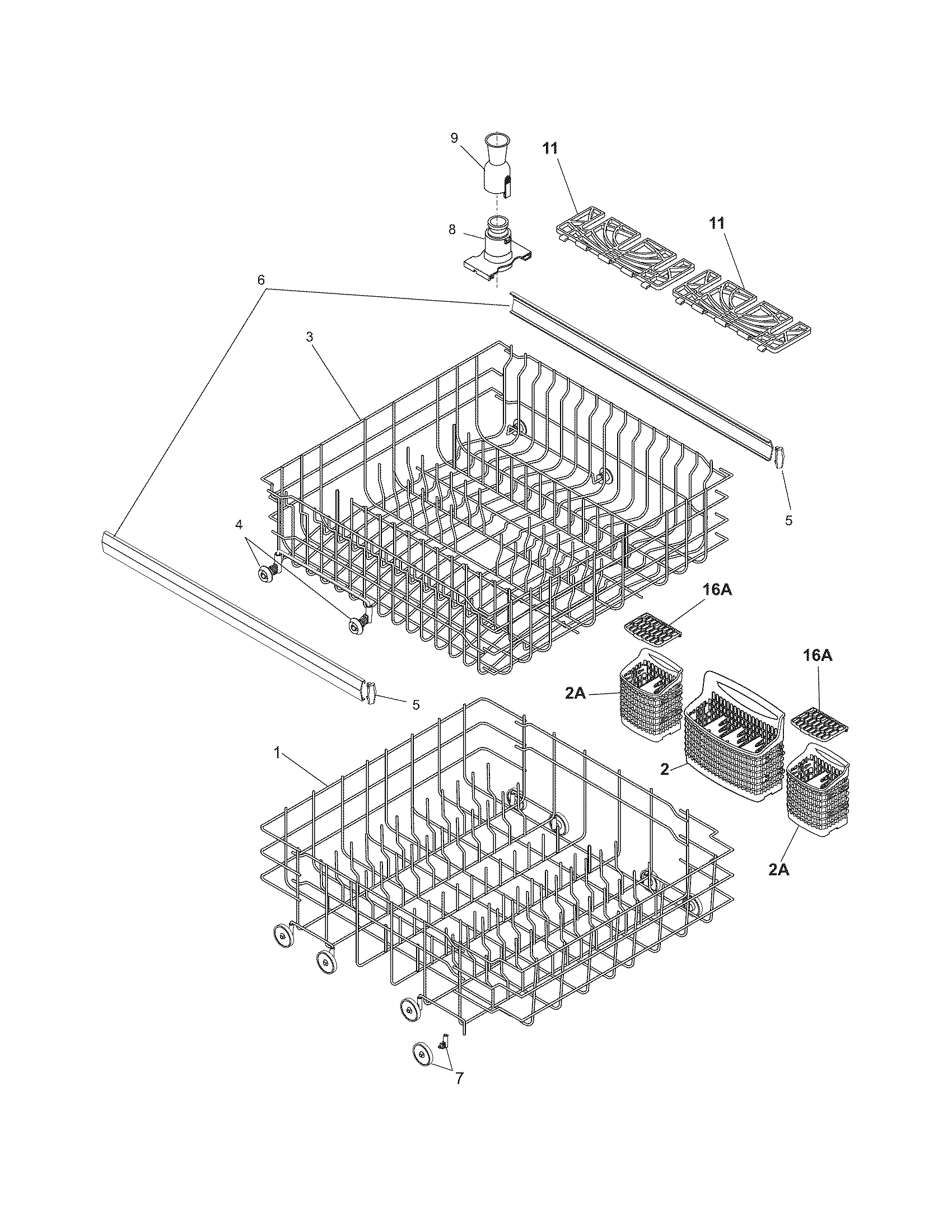Frigidaire FDB2320REC1 racks diagram