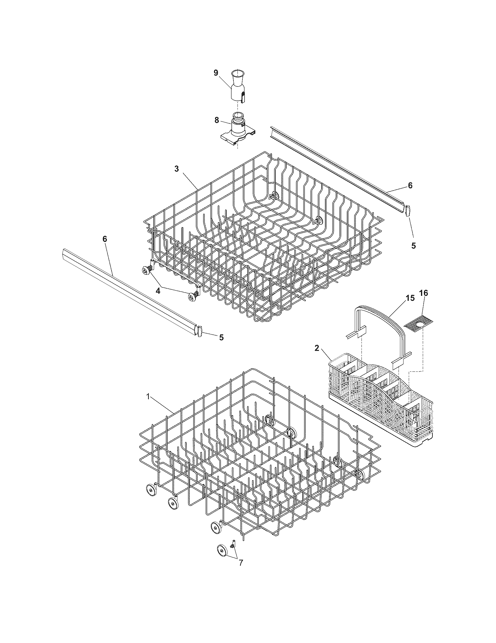 Frigidaire FDB1051REB1 racks diagram