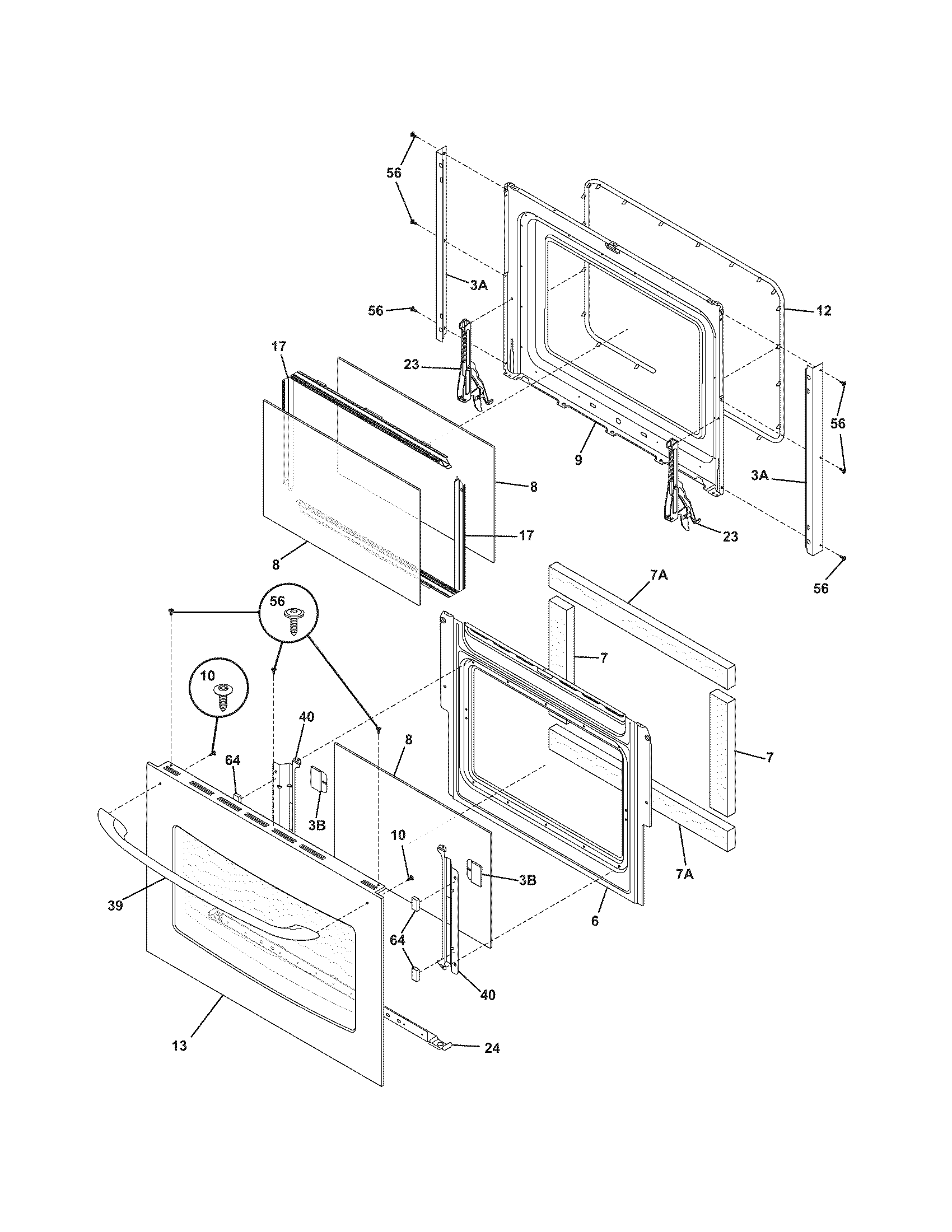 Frigidaire CFES366FC1 door diagram