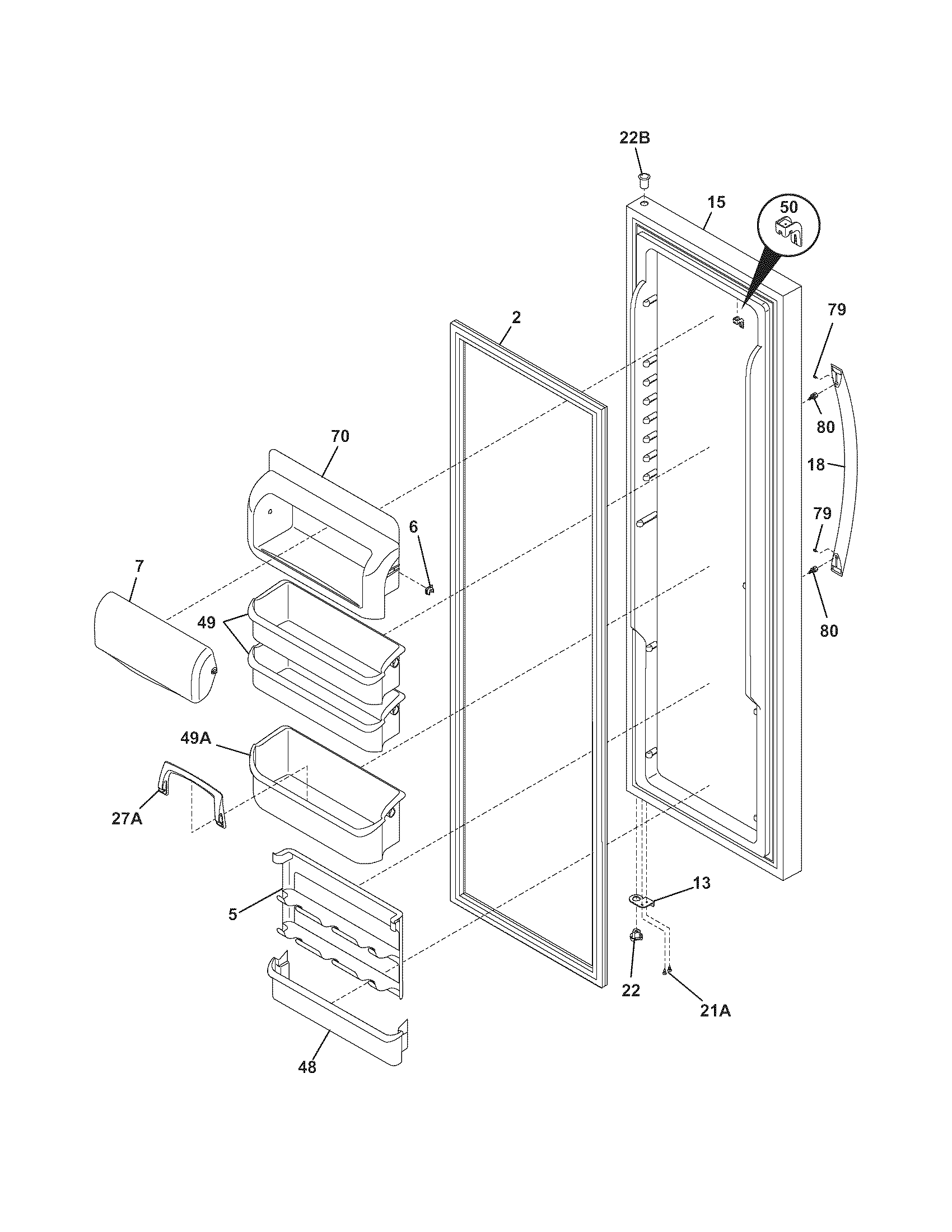 Electrolux E23CS75DSS8 refrigerator door diagram