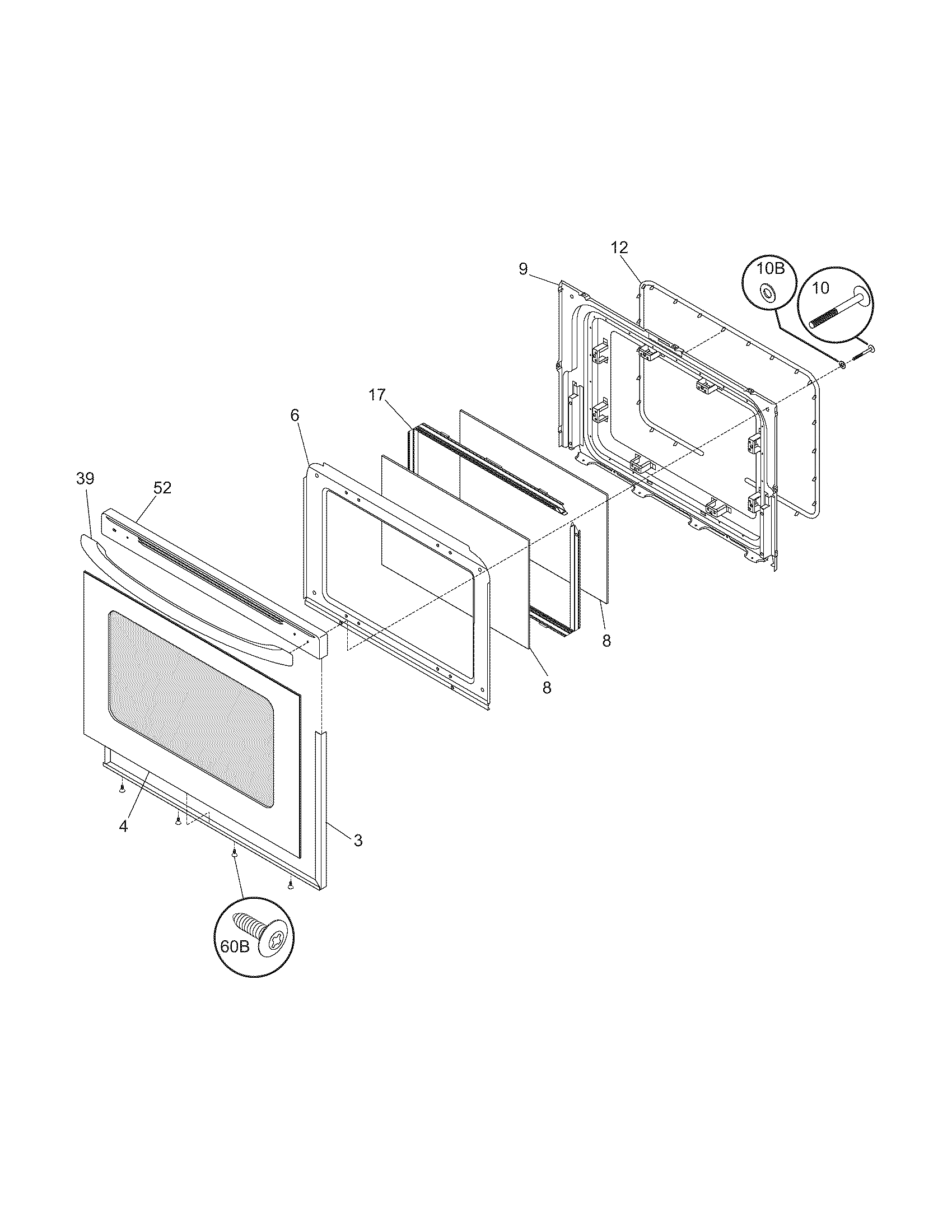 Frigidaire FGF337ECD door diagram