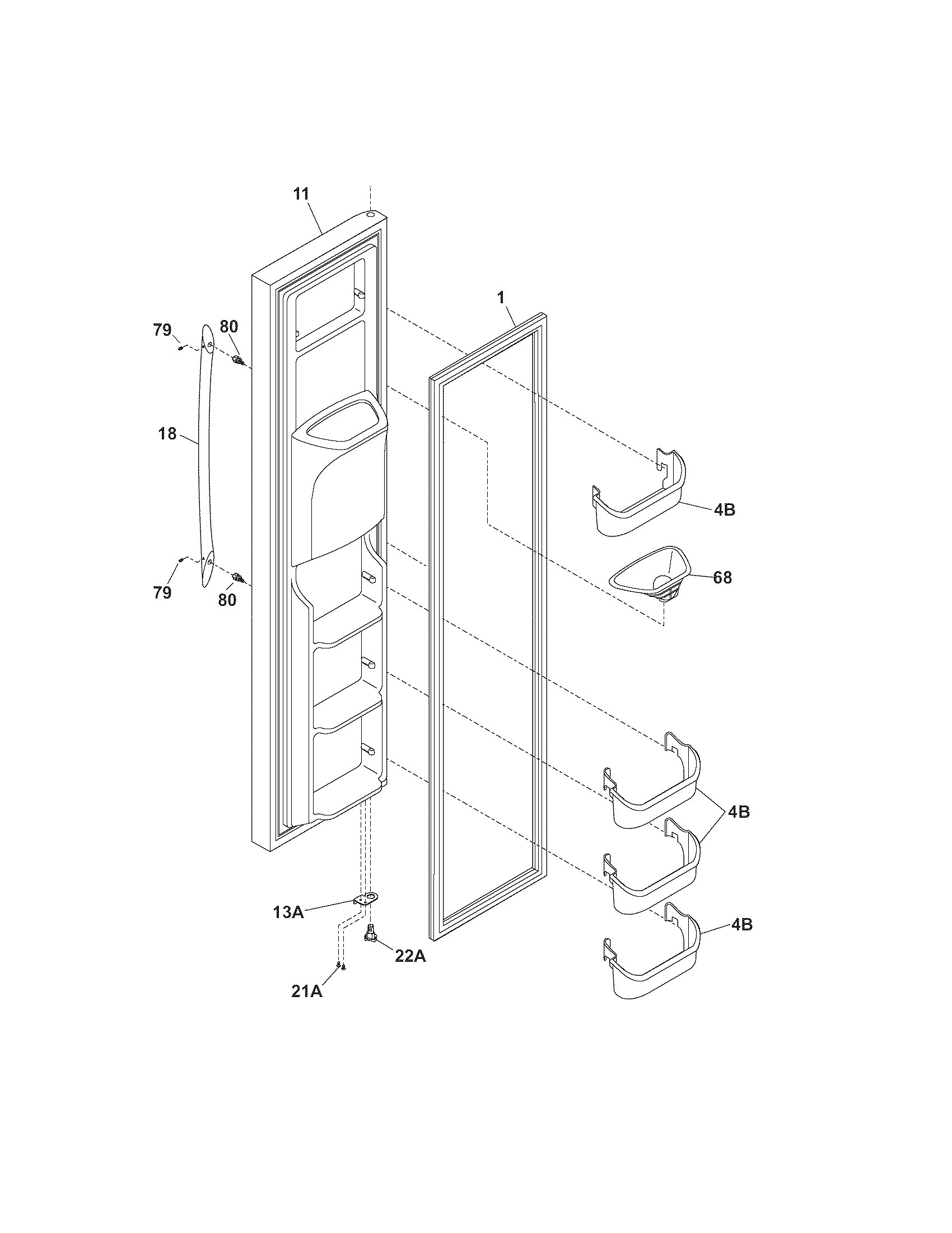 Kenmore Elite 25344503600 freezer door diagram