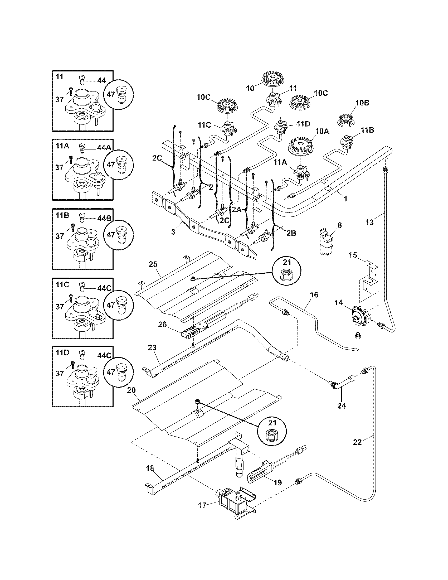 Kenmore Elite 79079213302 burner diagram