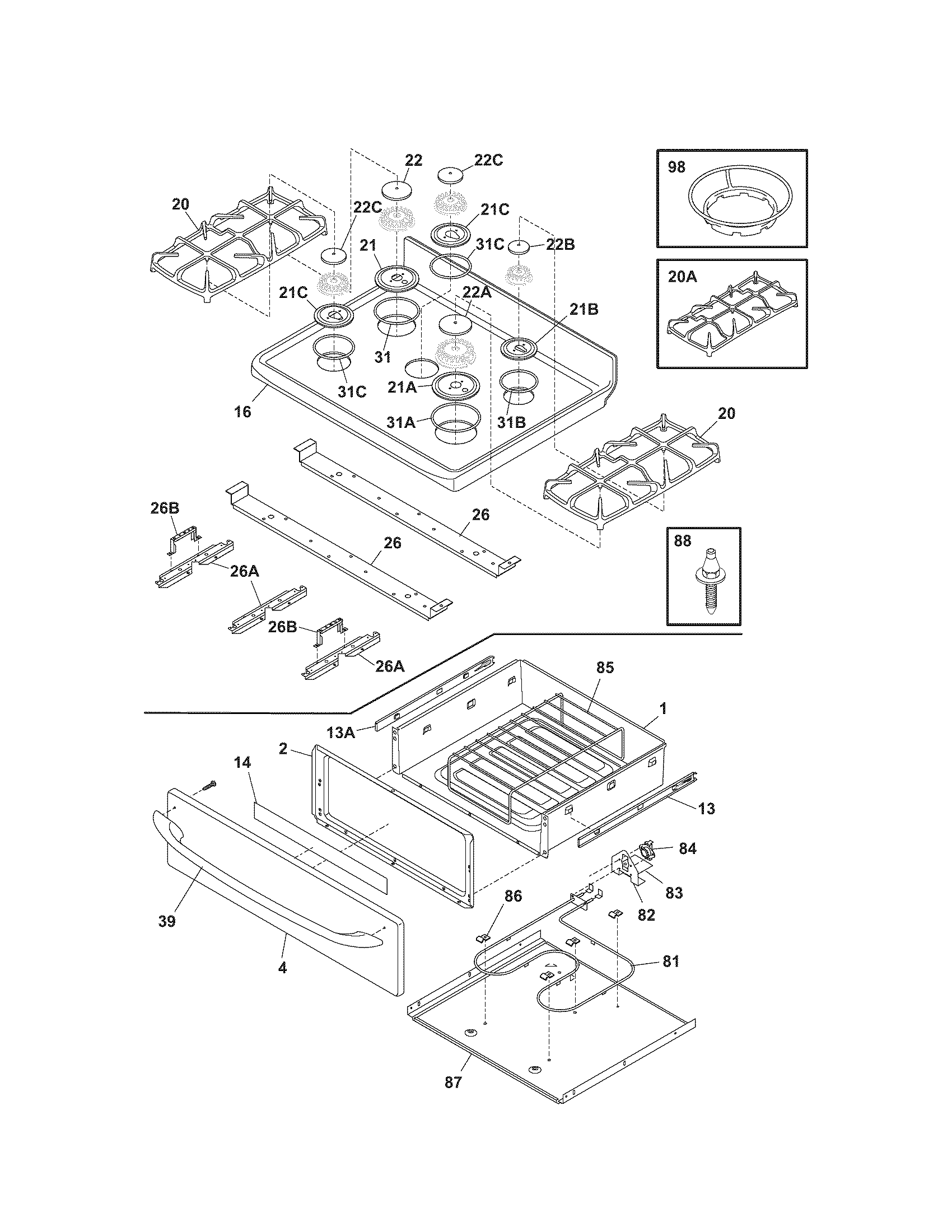 Kenmore Elite 79079213302 top/drawer diagram