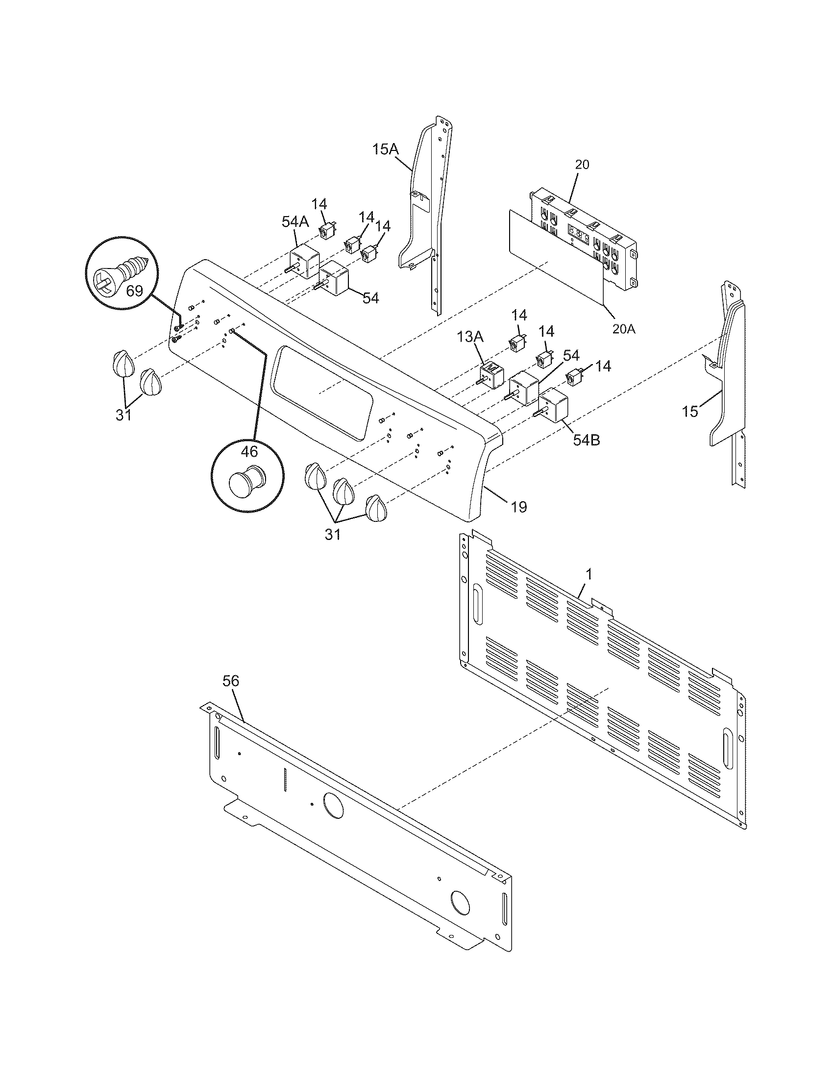 Frigidaire FEFB78DQK backguard diagram