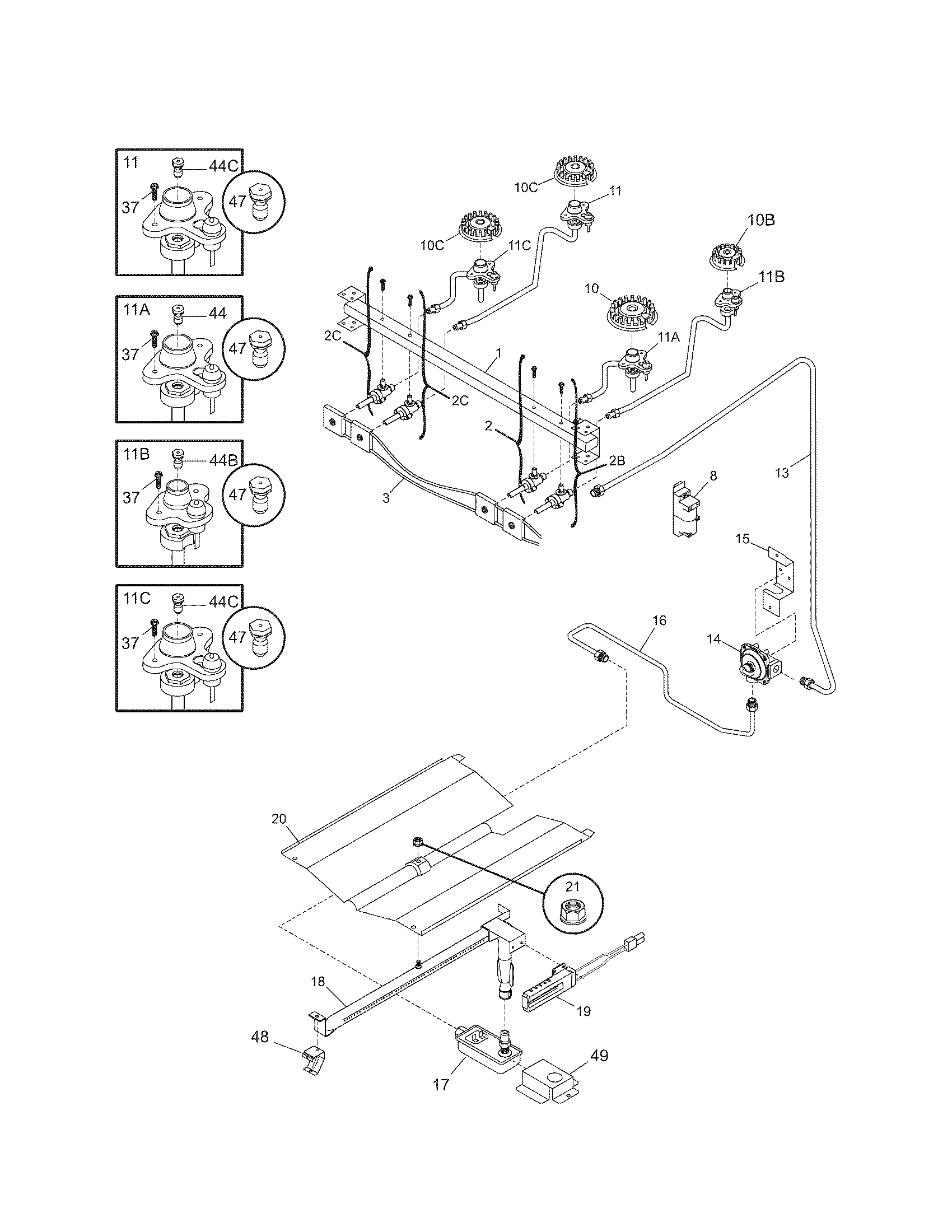 Kenmore 79071553601 burner diagram