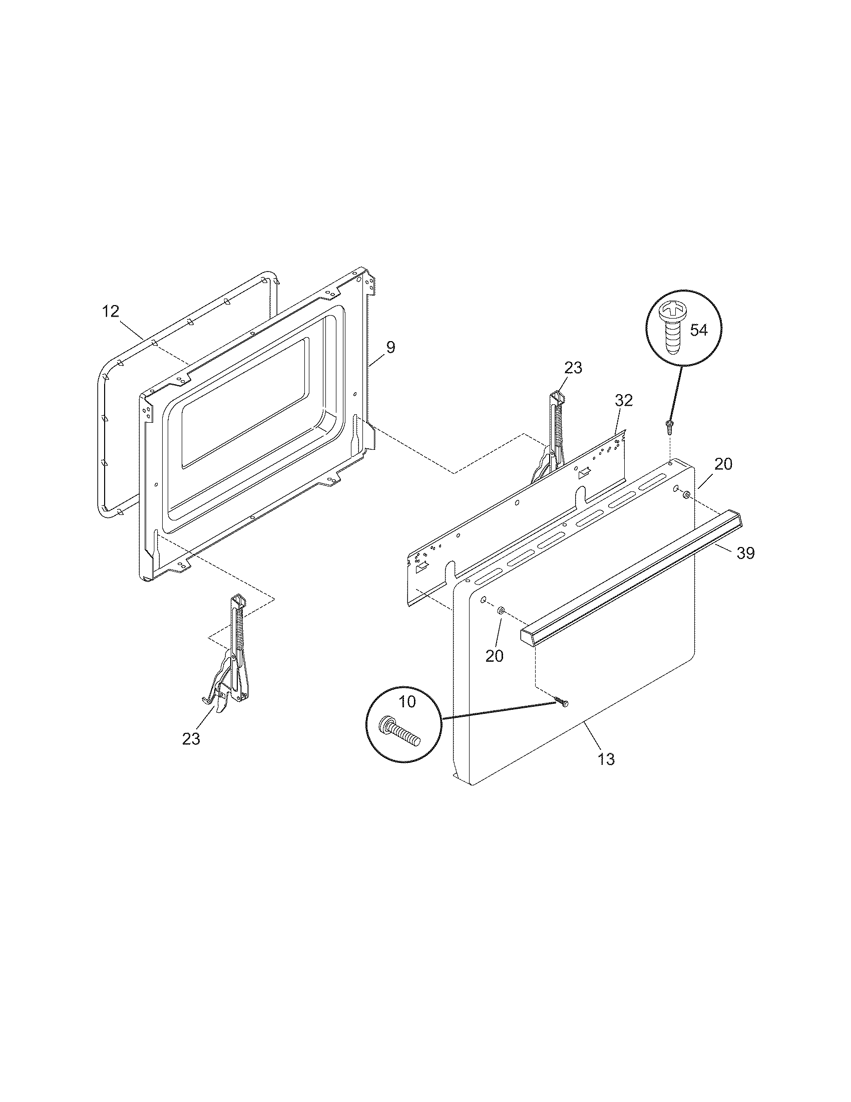Tappan TEF242BW3 door diagram