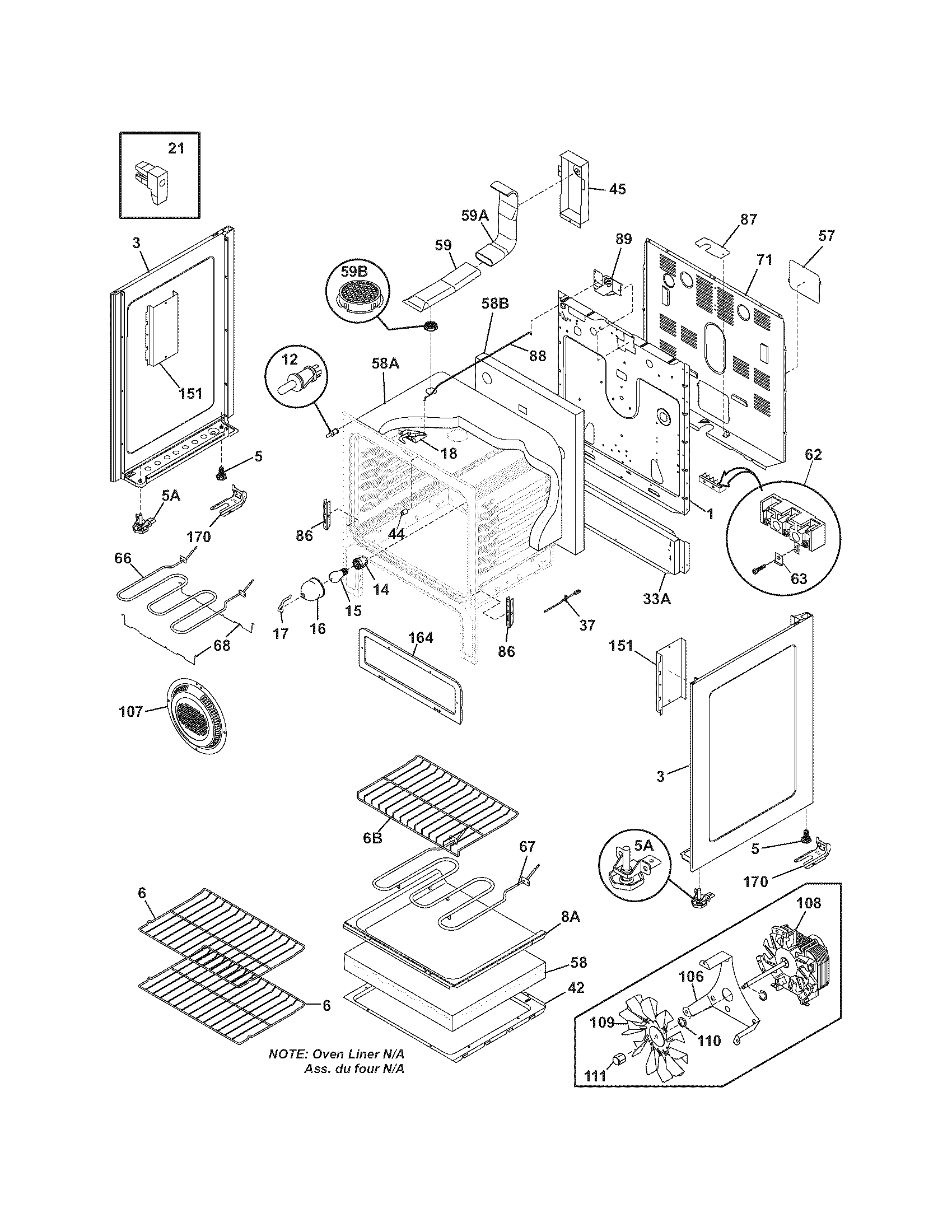 Frigidaire FEFBMZ96FCB body diagram