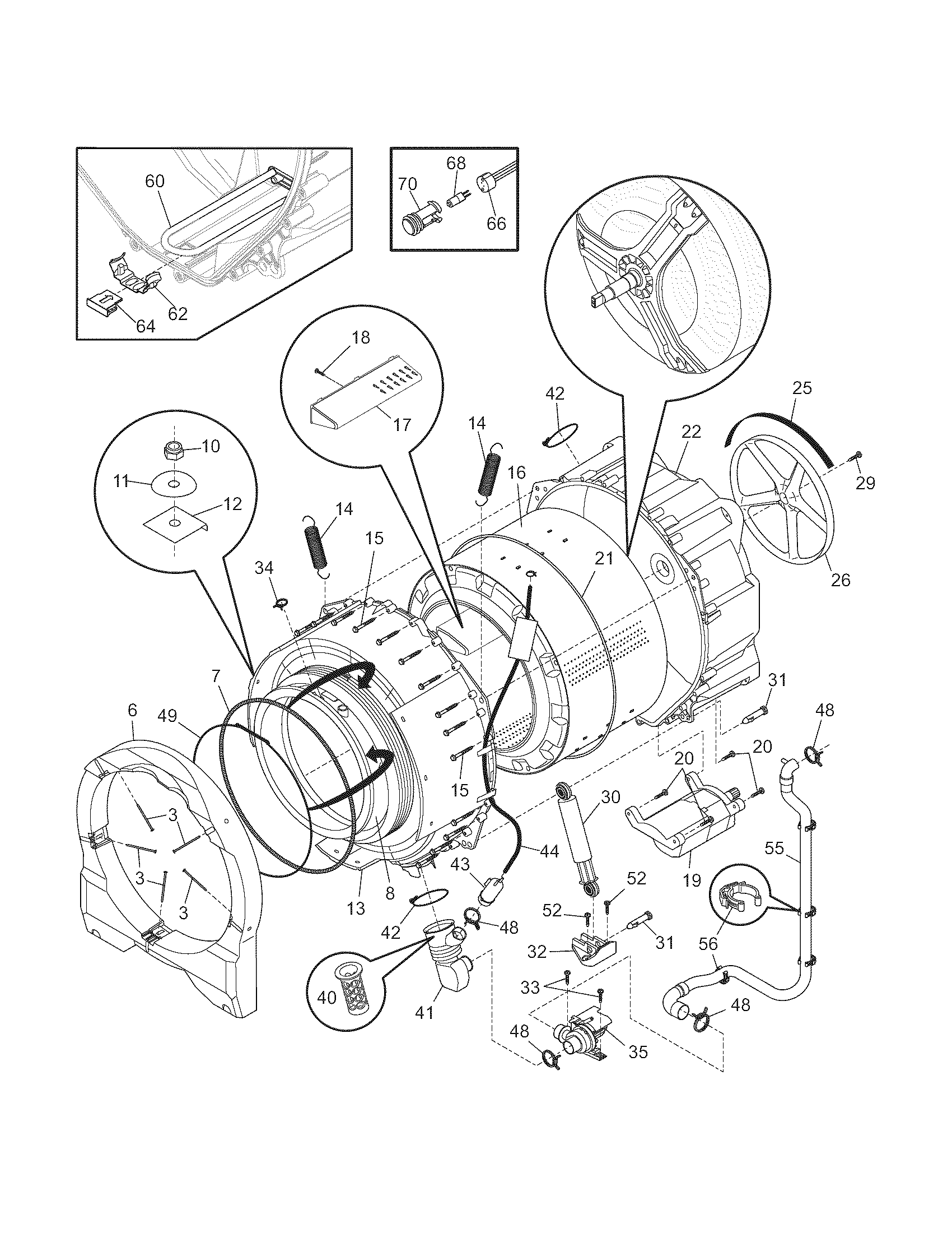 Frigidaire ATF7000EE0 motor/tub diagram