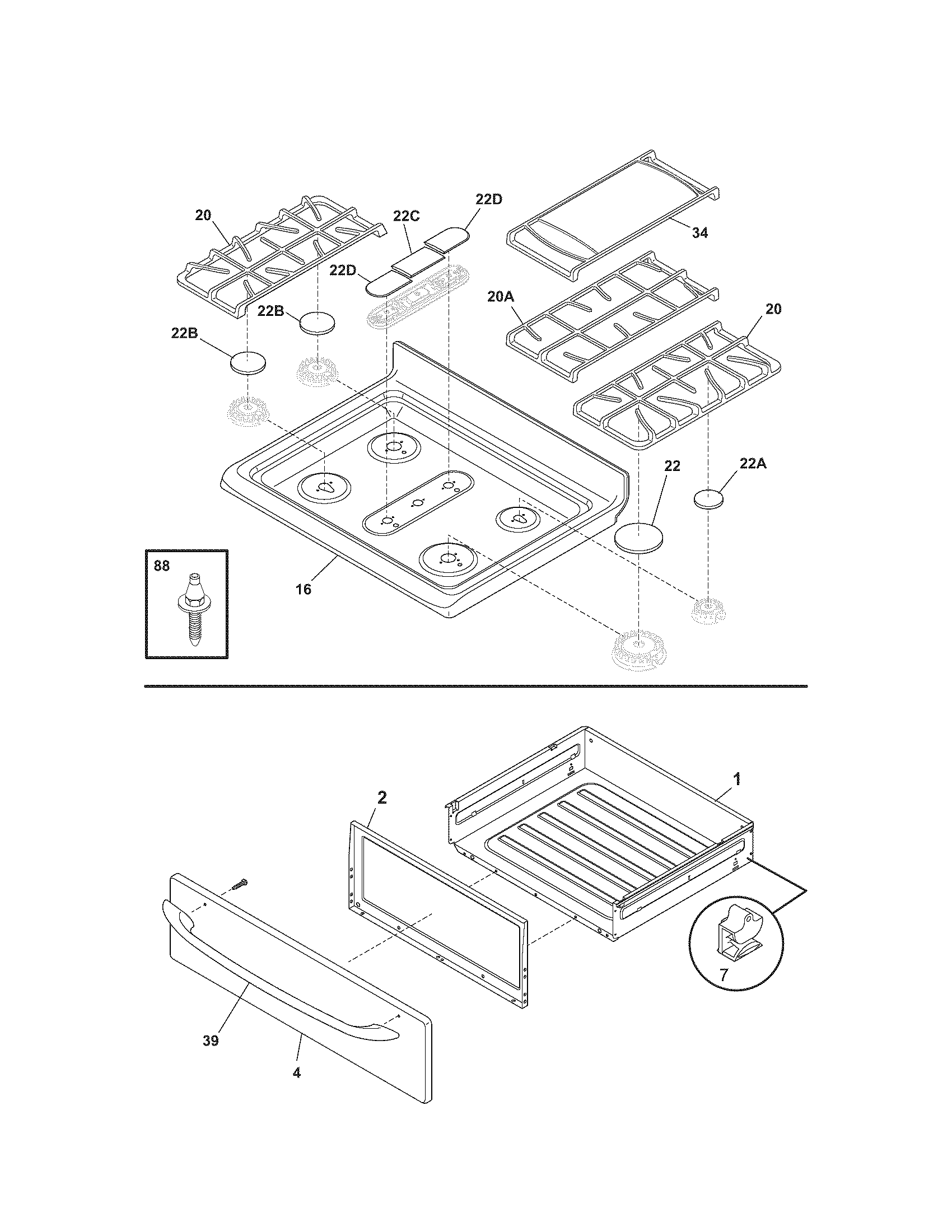 Kenmore 79078833600 top/drawer diagram