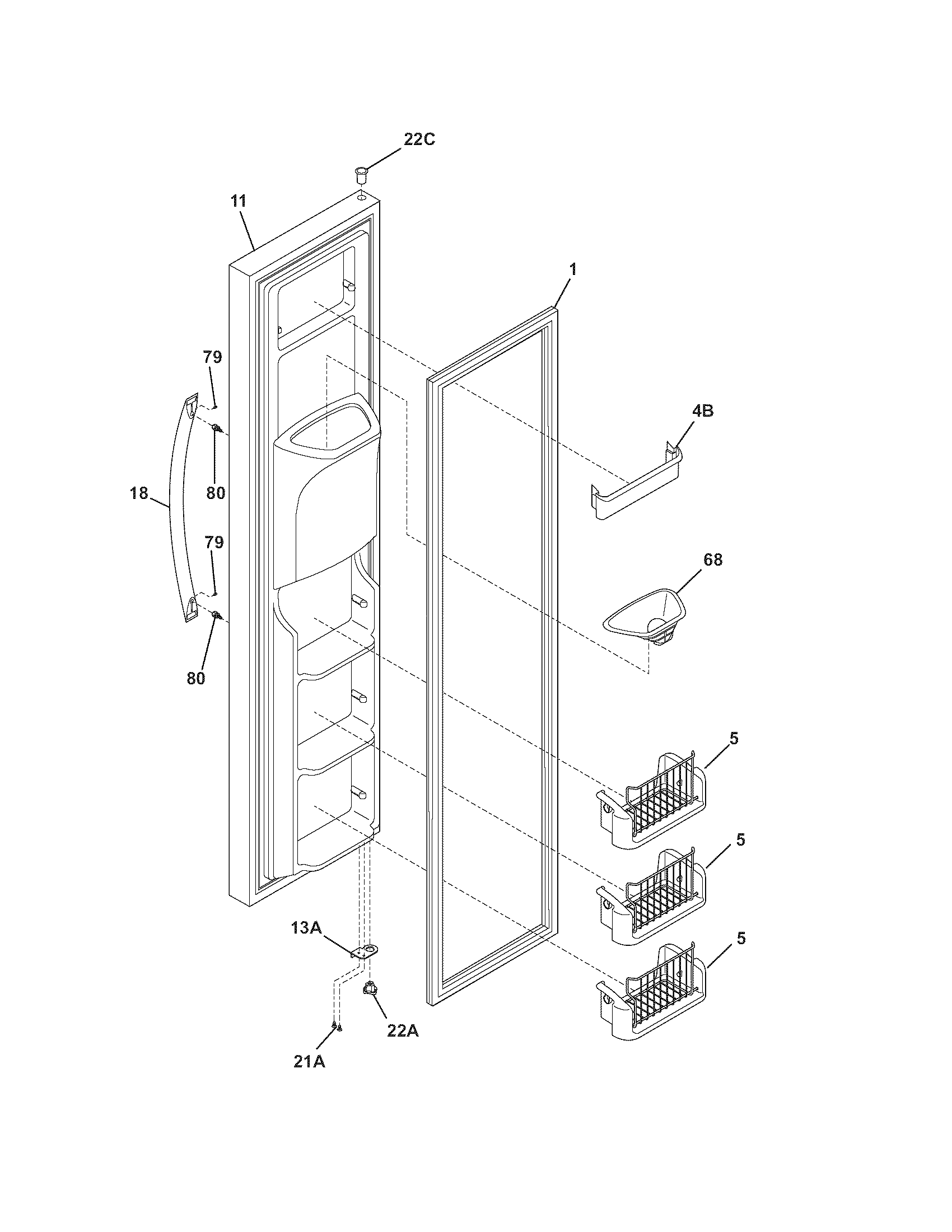 Electrolux E23CS75DSS6 freezer door diagram