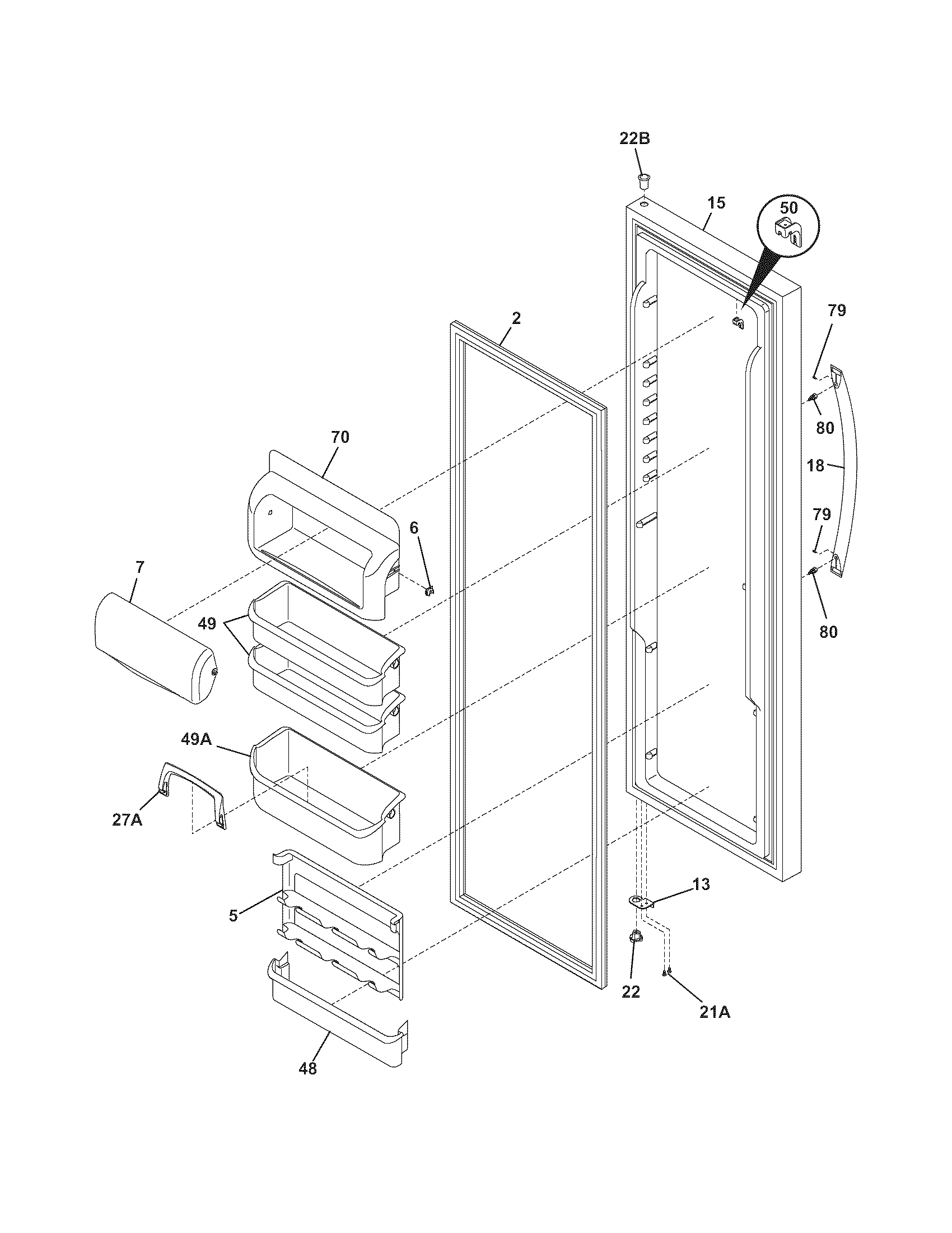 Electrolux E23CS75DSS6 refrigerator door diagram