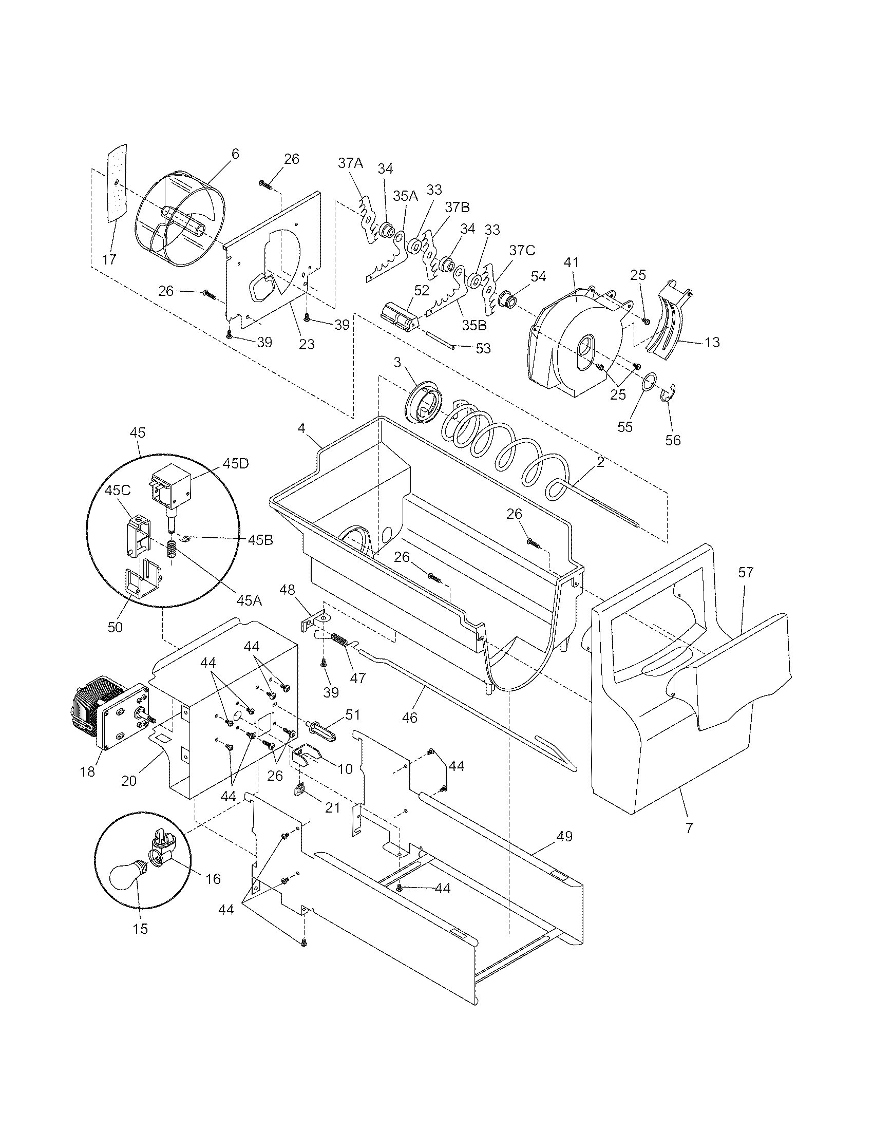 Kenmore 25357184601 ice container diagram