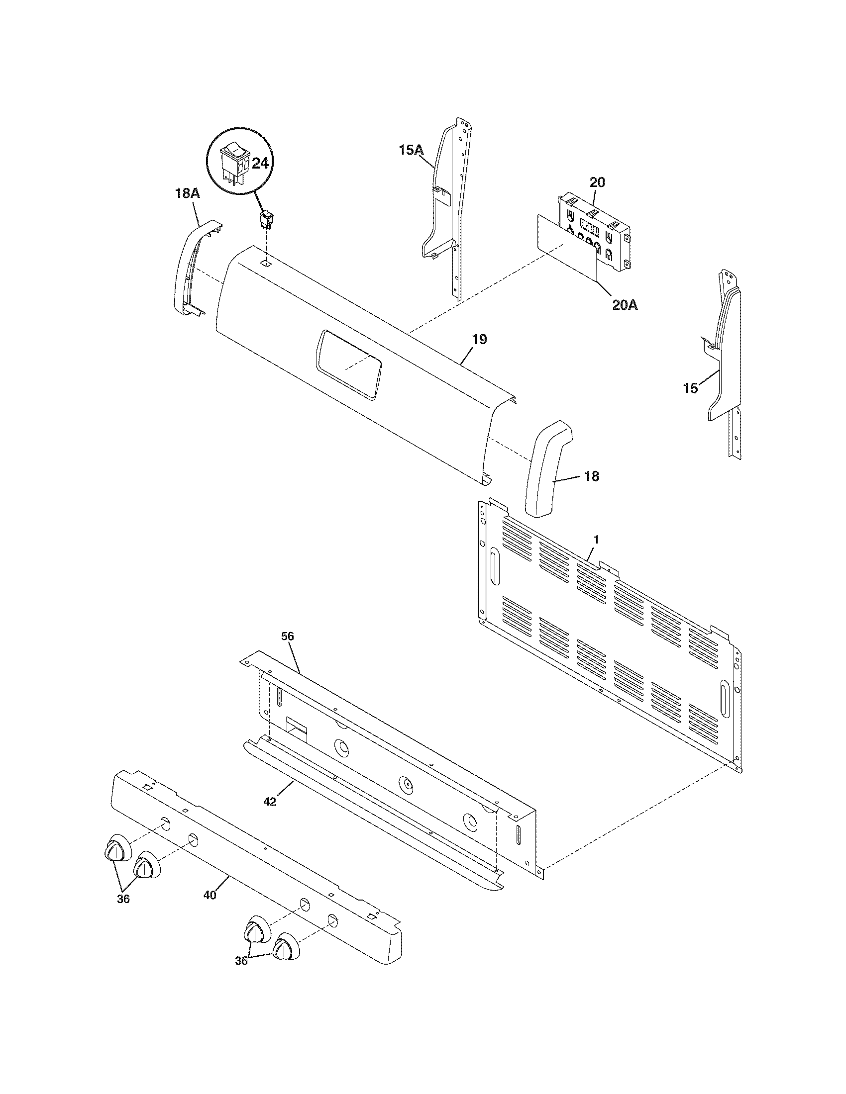 Tappan TGF336FWA backguard diagram