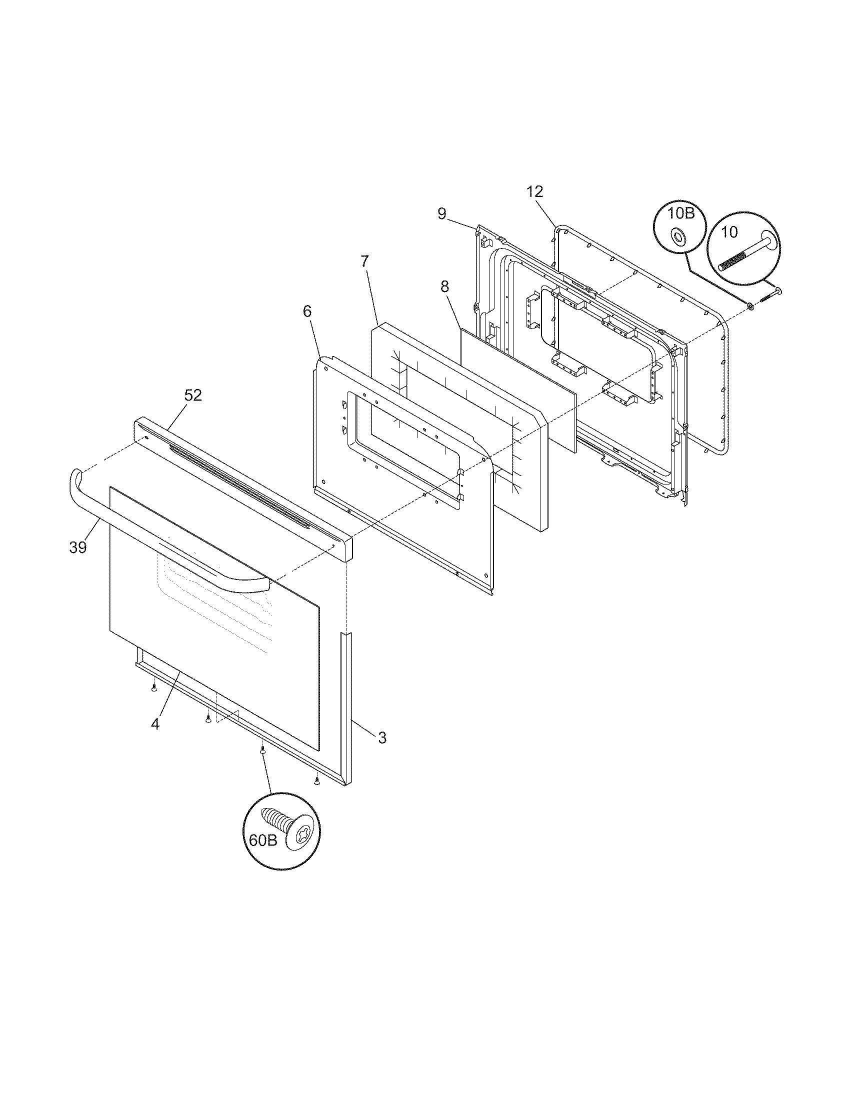 Tappan TGF336FWA door diagram