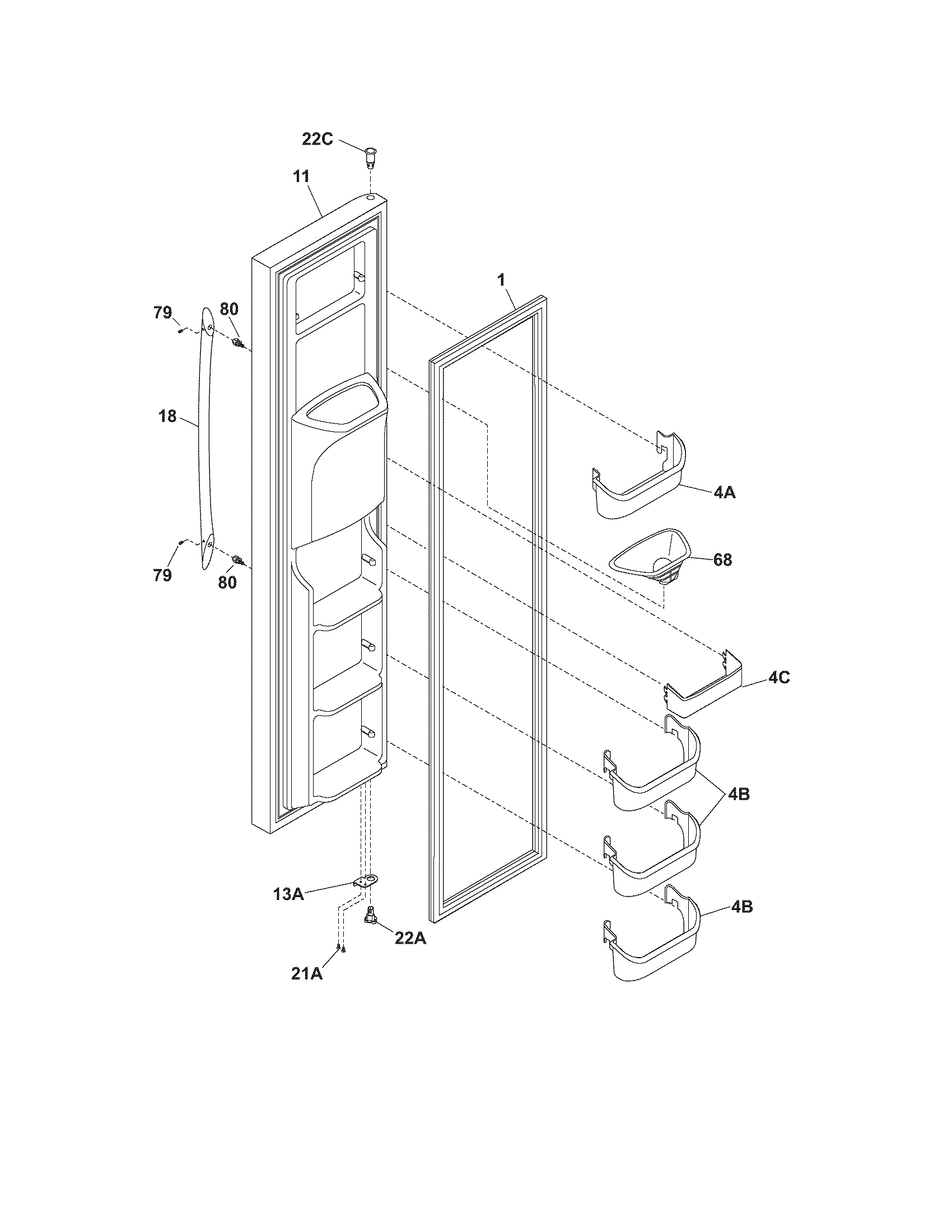 Frigidaire PLHS37EGSB0 freezer door diagram