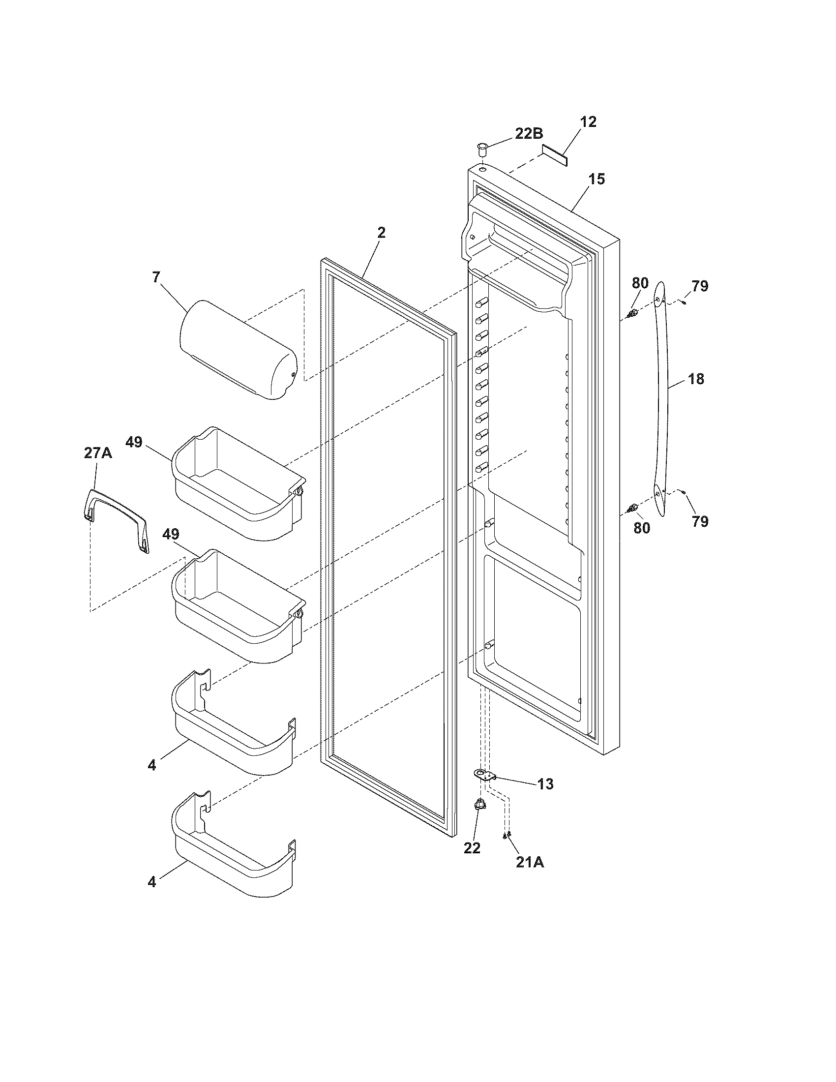 Frigidaire PLHS37EGSB0 refrigerator door diagram