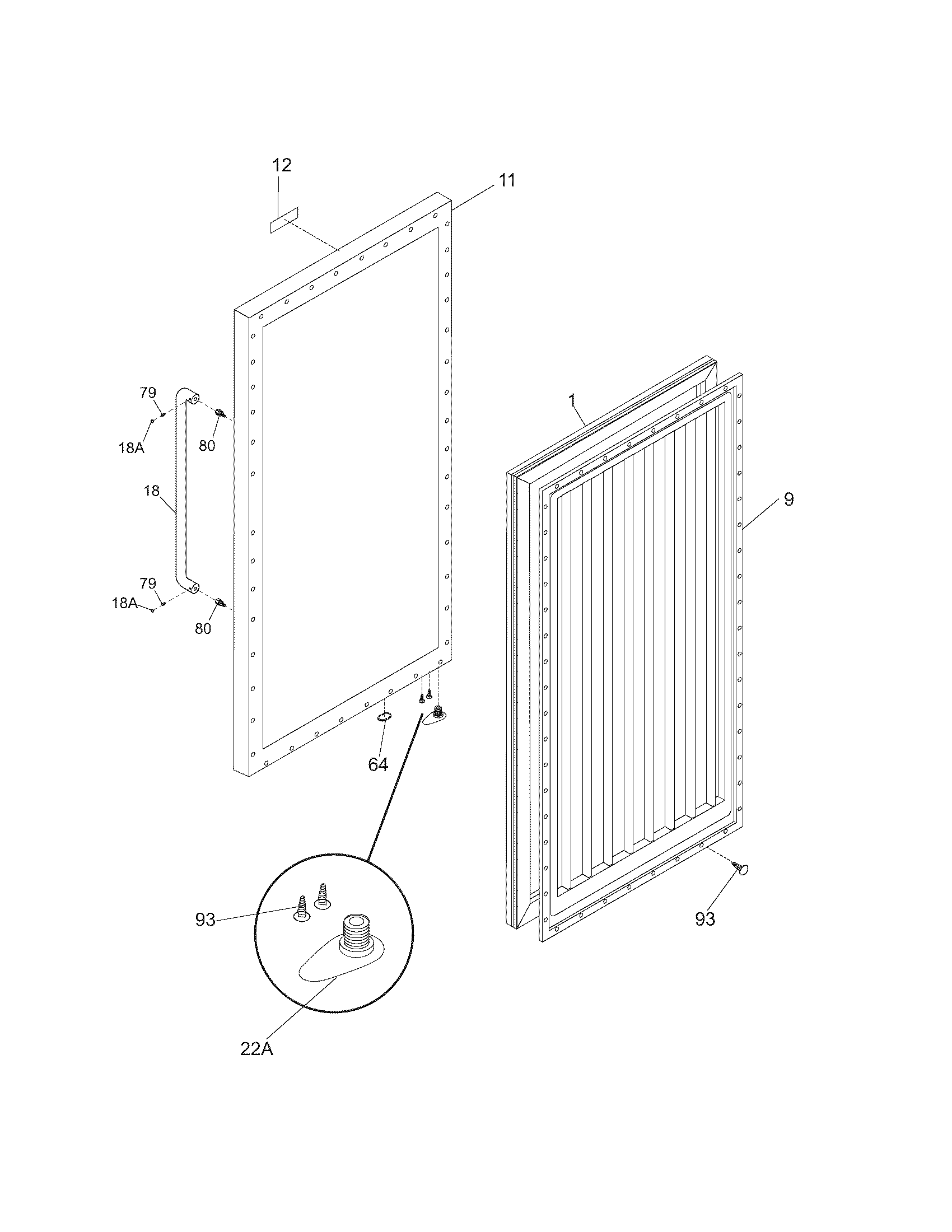 Frigidaire FCFS201LFW2 door diagram