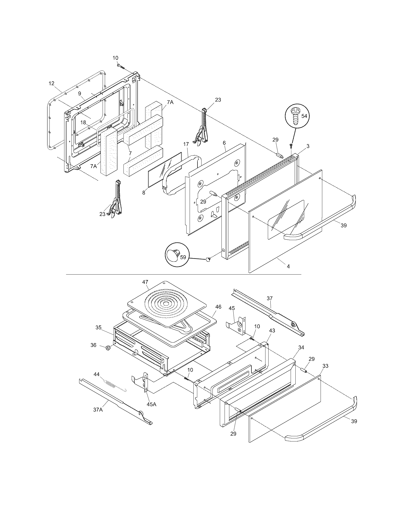 Frigidaire FGB24L2ABB door/drawer diagram
