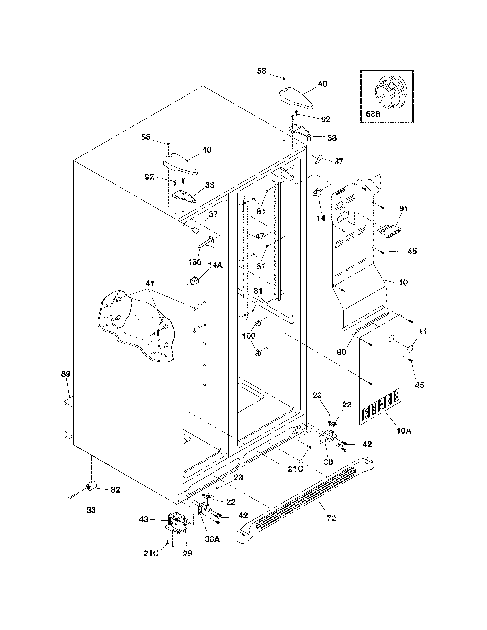 White-Westinghouse WRS6W1EW8 cabinet diagram