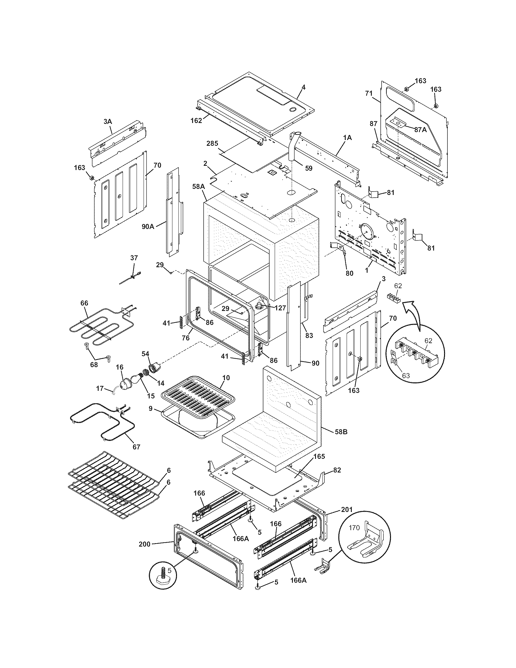 Frigidaire FES300ESC body diagram